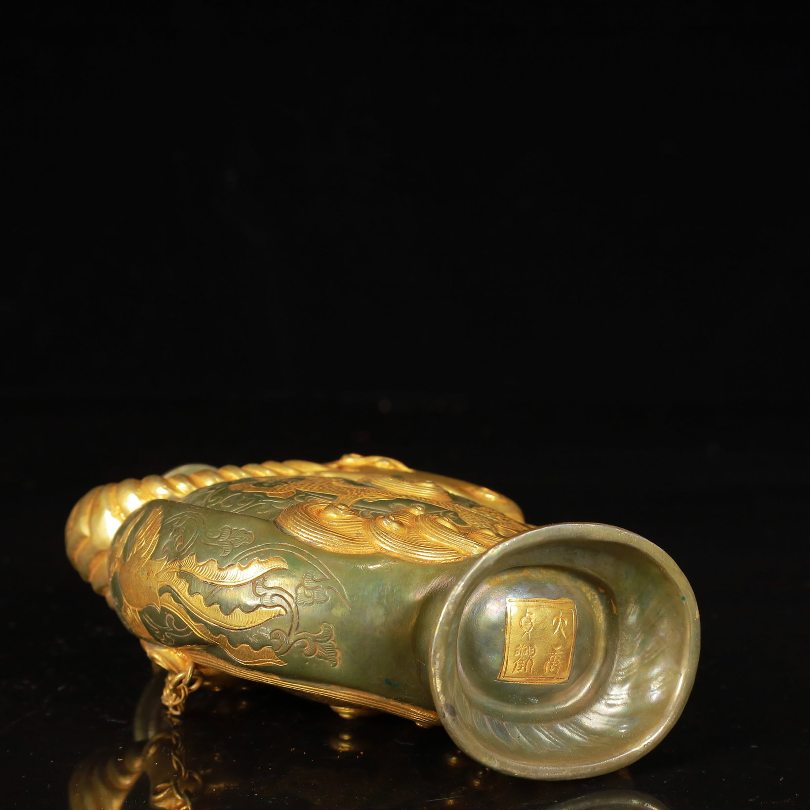 An Exquisite Gilt Silver Dragon and Phoenix Pattern Double-Ears Pot - 10