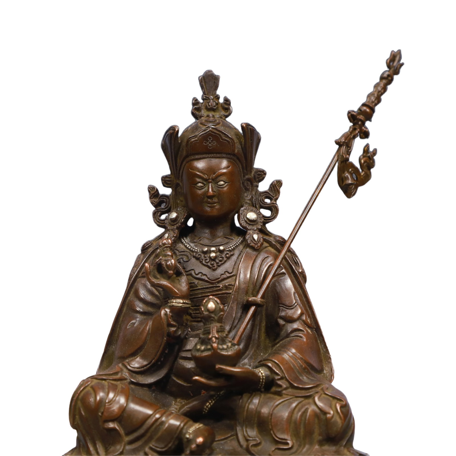 A Solemn Gilt Bronze Statue of Padma Sambhava - 2
