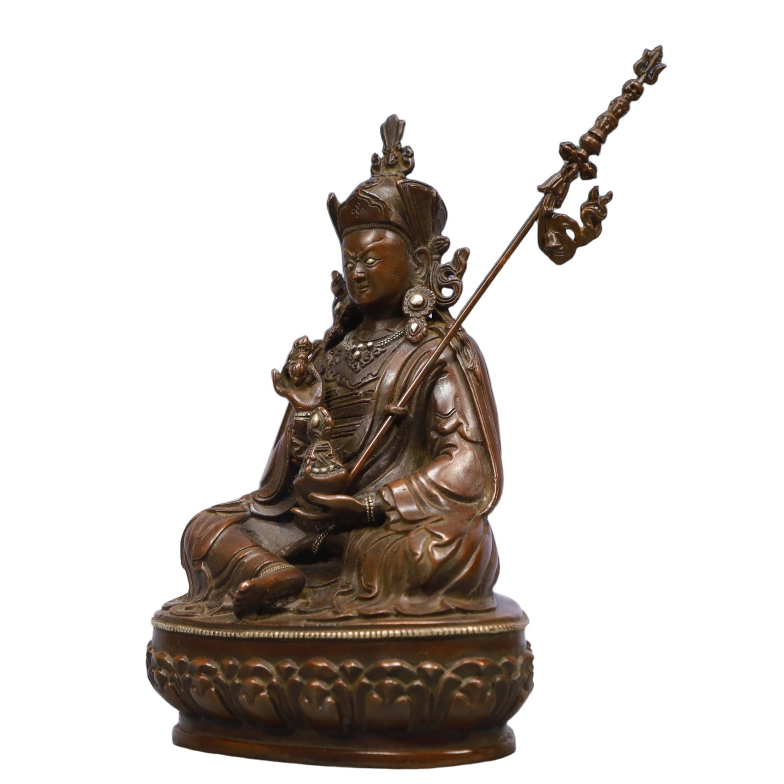 A Solemn Gilt Bronze Statue of Padma Sambhava - 3