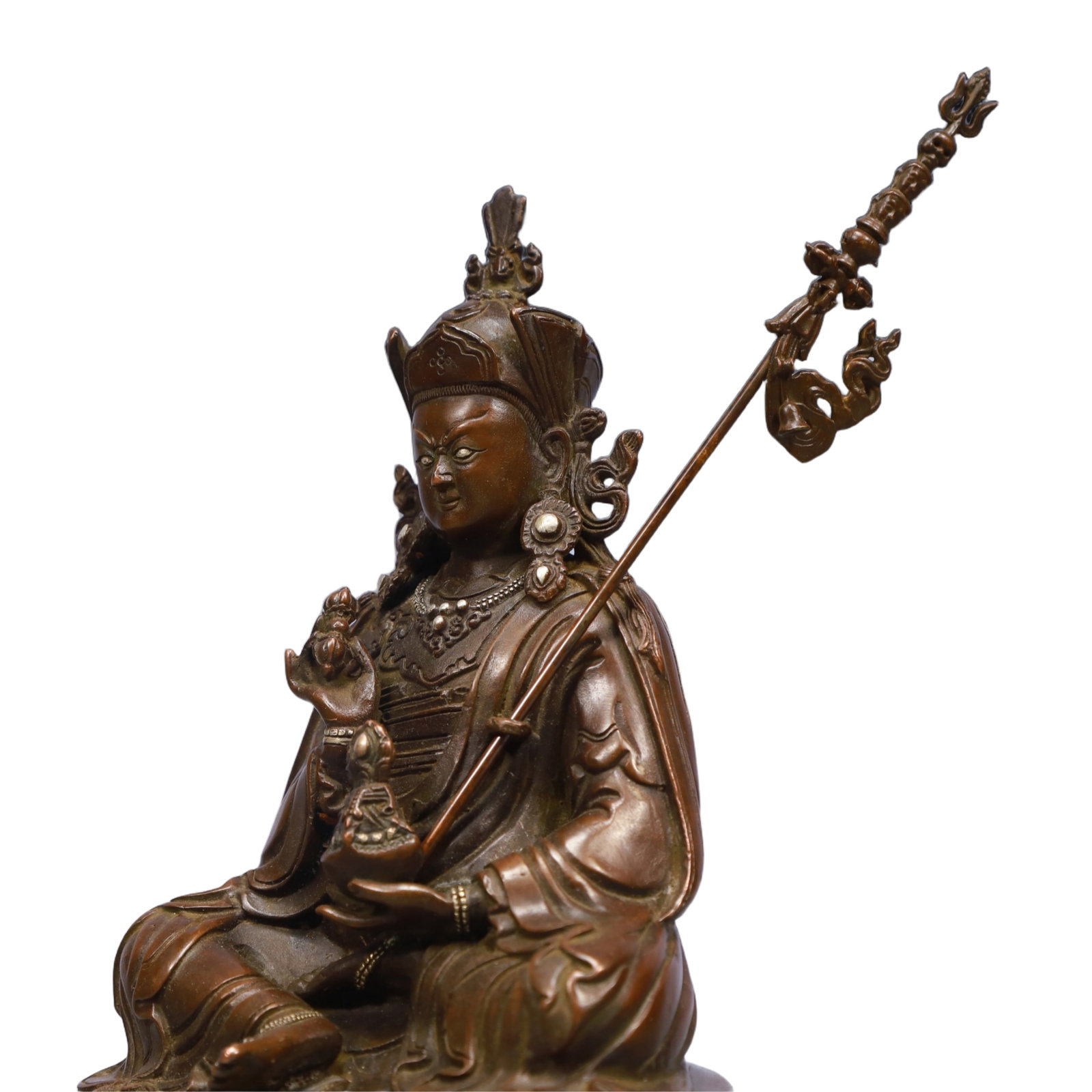A Solemn Gilt Bronze Statue of Padma Sambhava - 4