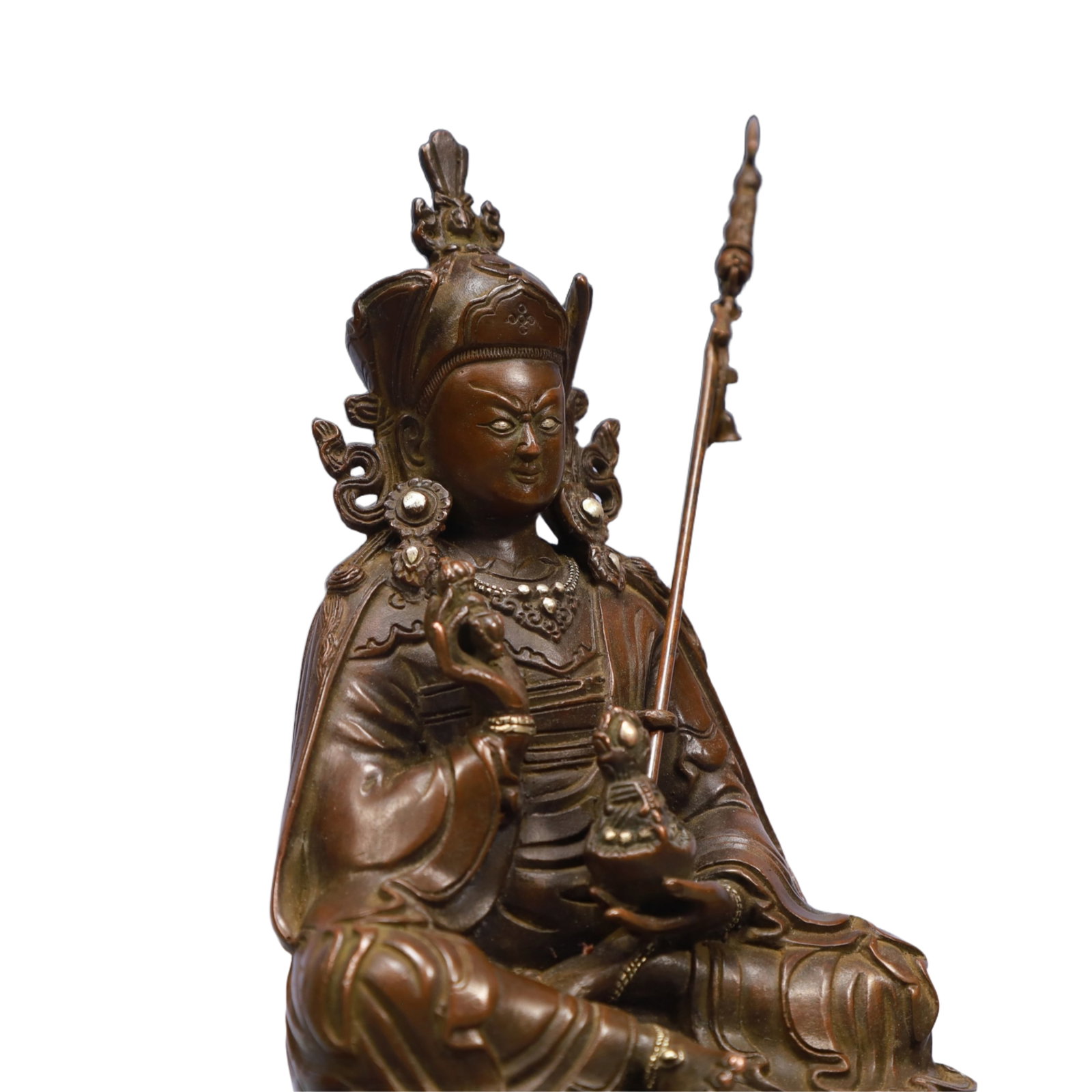 A Solemn Gilt Bronze Statue of Padma Sambhava - 6