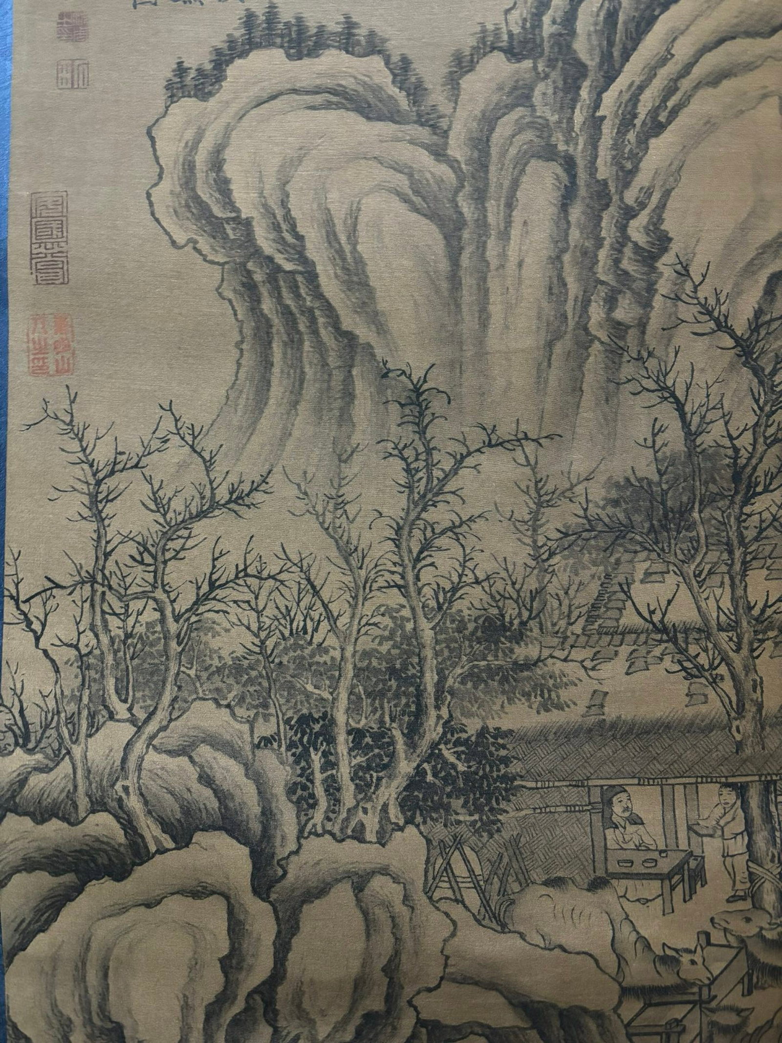 A Chinese Vertical Scroll Ink Painting of Landscape on Silk,Shen Zhou - 4