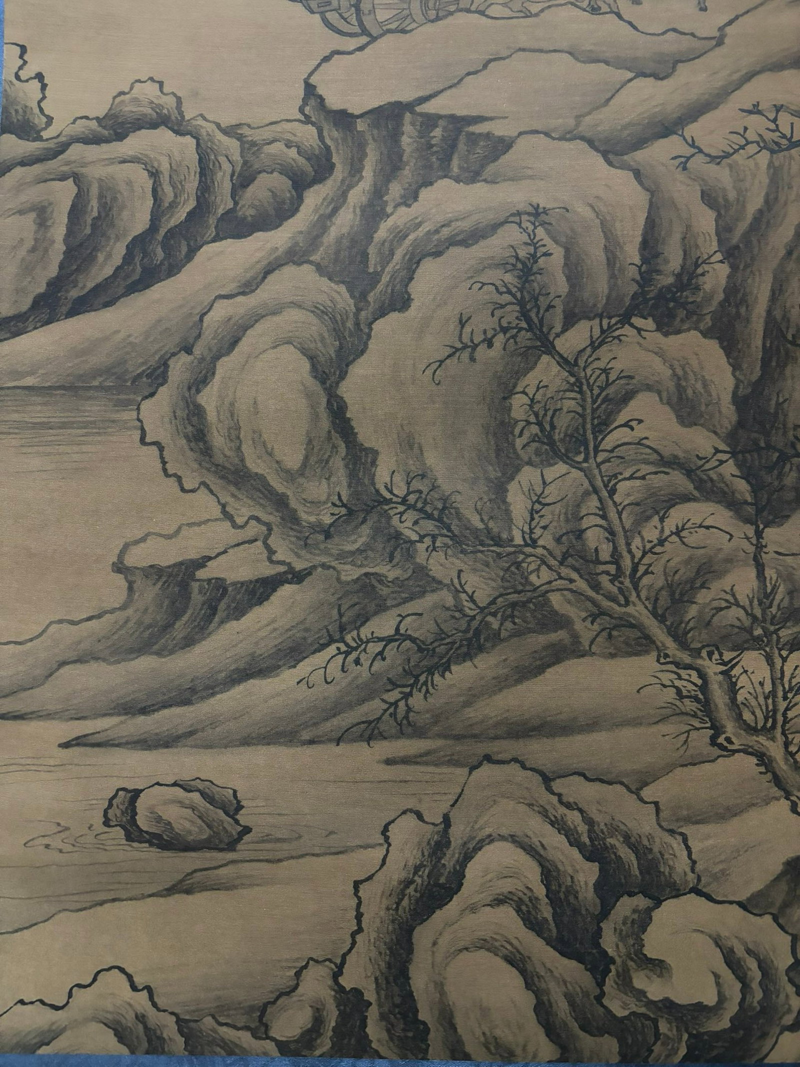 A Chinese Vertical Scroll Ink Painting of Landscape on Silk,Shen Zhou - 7