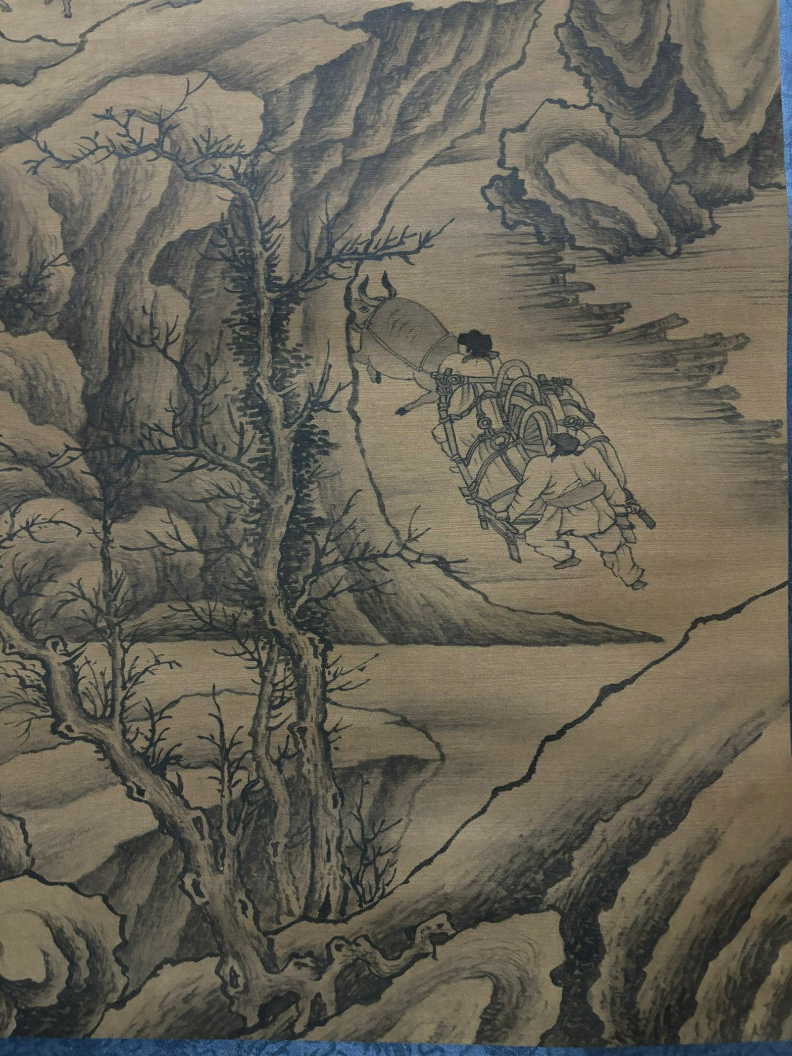A Chinese Vertical Scroll Ink Painting of Landscape on Silk,Shen Zhou - 8