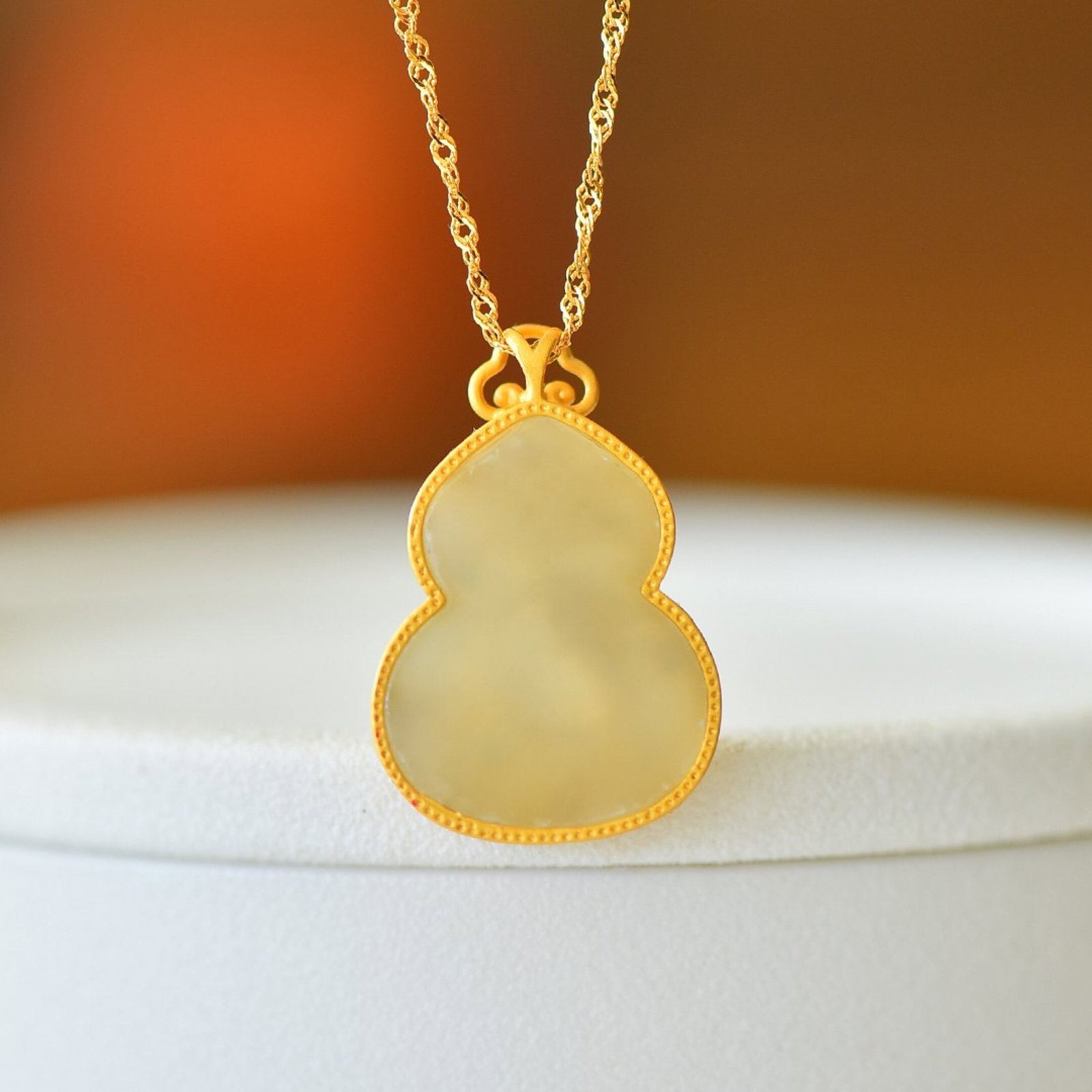 An Exquisite Sterling Silver-Gold Plated Inlaid White Jade Pendant - 5