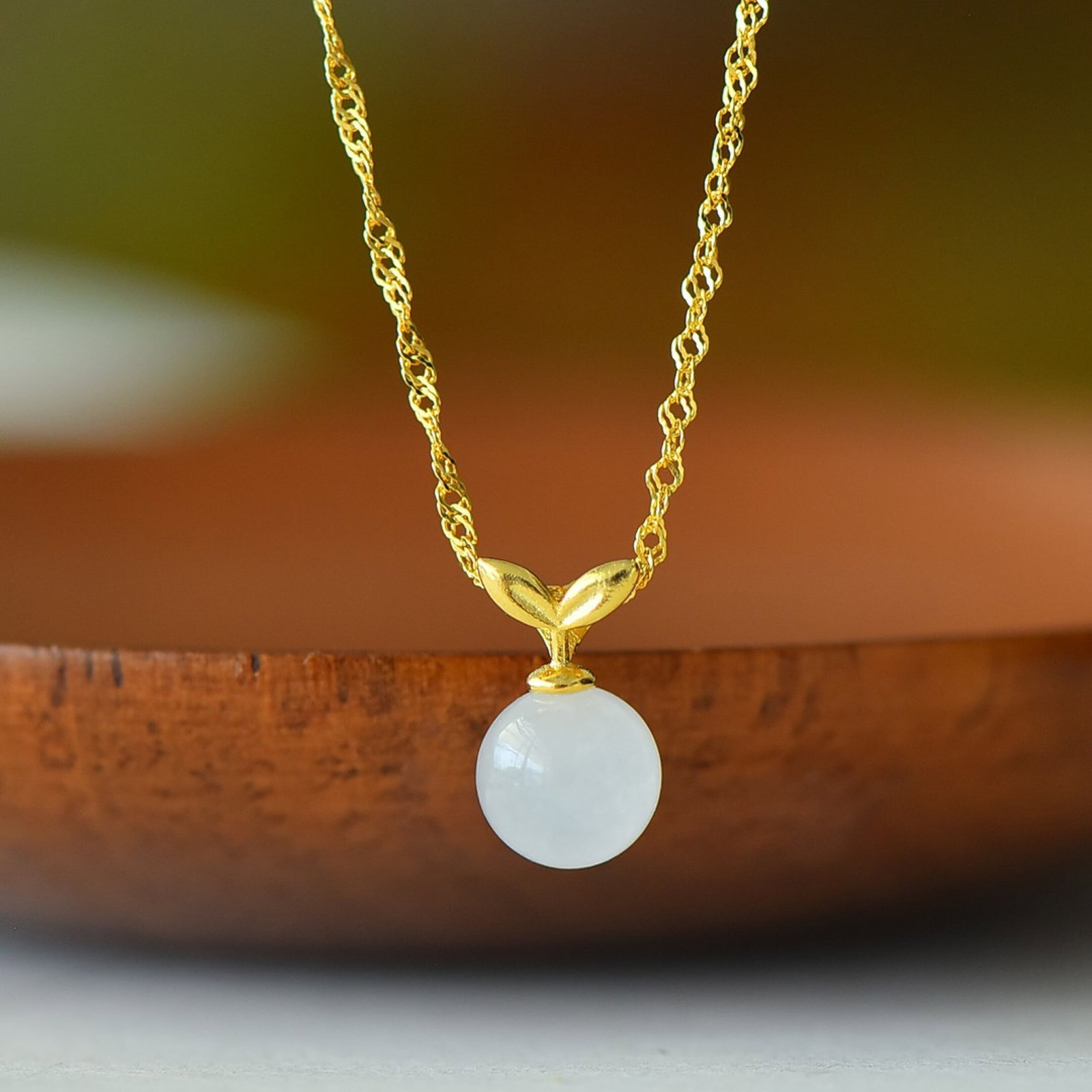 An Exquisite Sterling Silver-Gold Plated Inlaid White Jade Pendant - 2