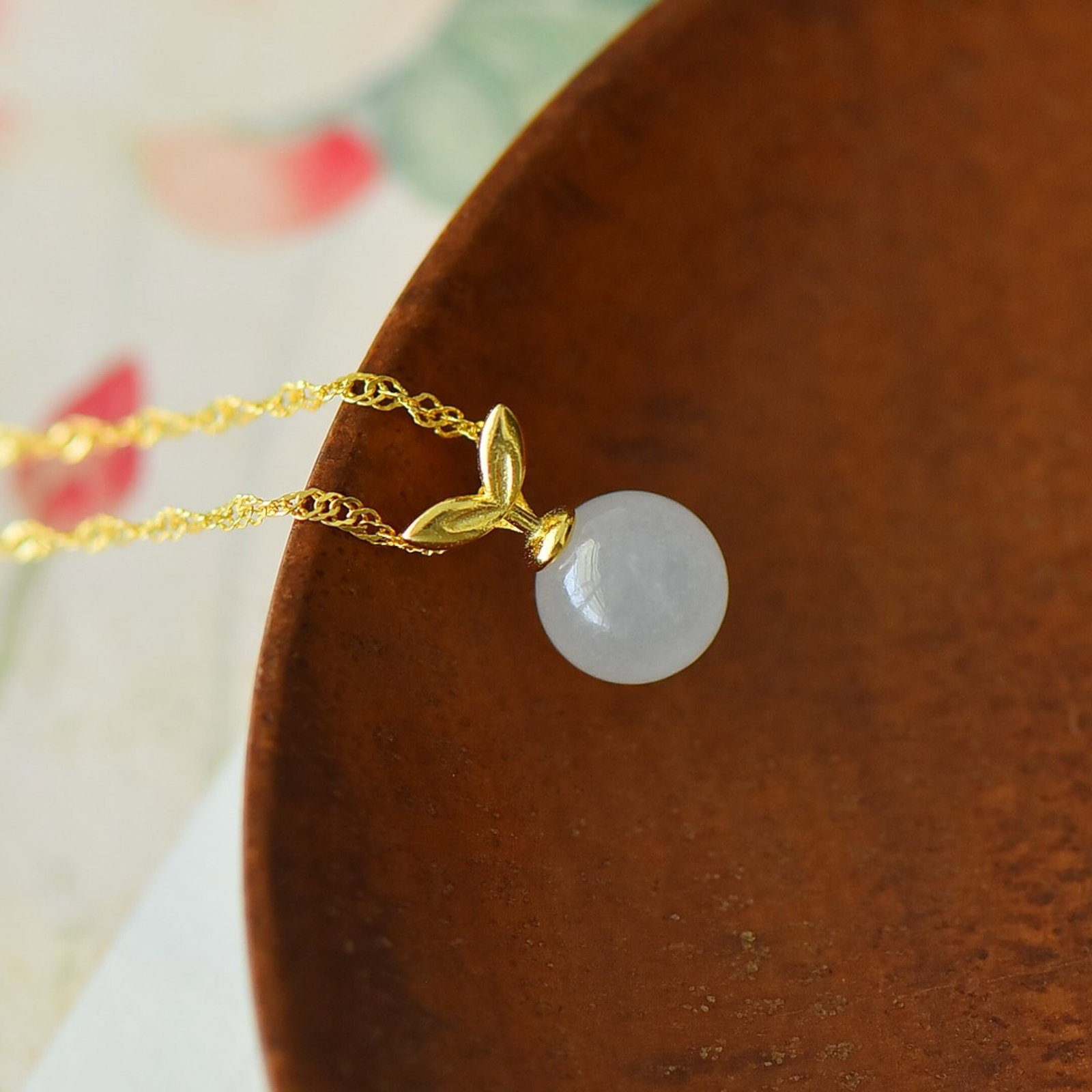 An Exquisite Sterling Silver-Gold Plated Inlaid White Jade Pendant - 4