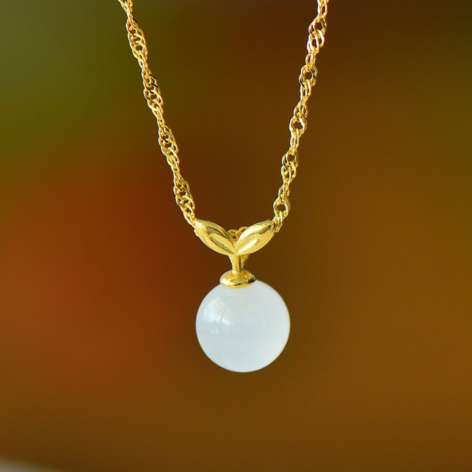 An Exquisite Sterling Silver-Gold Plated Inlaid White Jade Pendant - 5