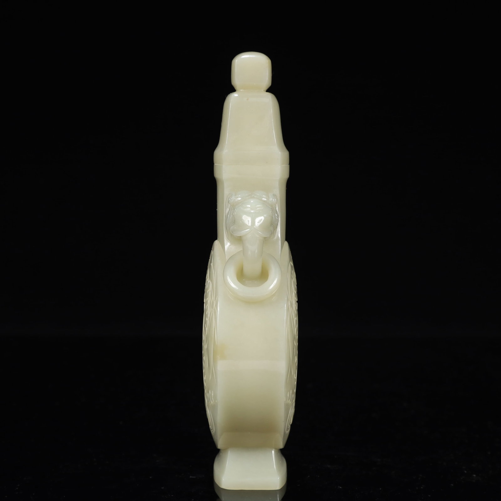 An Exquisite White Jade Flower and Bird Pattern Elephant-Ears Bottle - 12