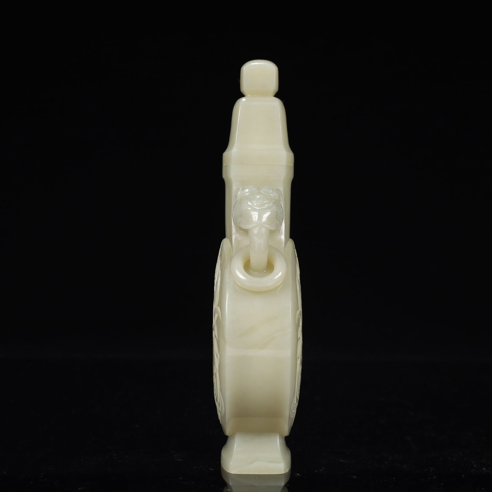 An Exquisite White Jade Flower and Bird Pattern Elephant-Ears Bottle - 5