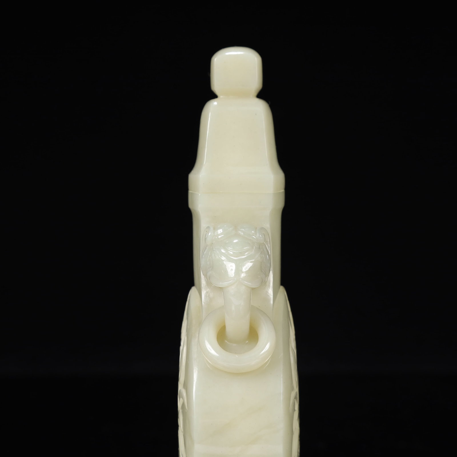 An Exquisite White Jade Flower and Bird Pattern Elephant-Ears Bottle - 6