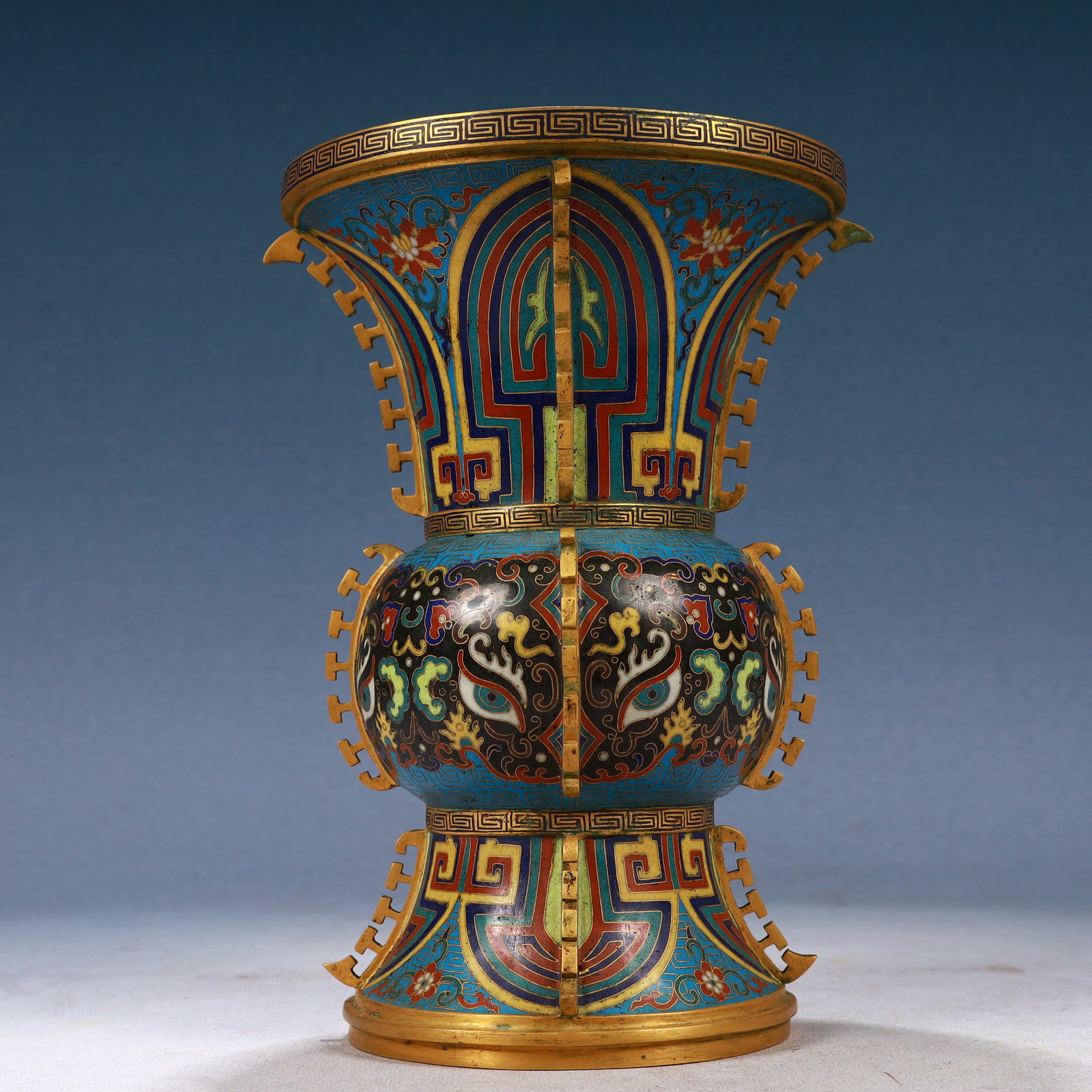 A Pair of Exquisite Cloisonne Beast-Face Pattern Vases - 11