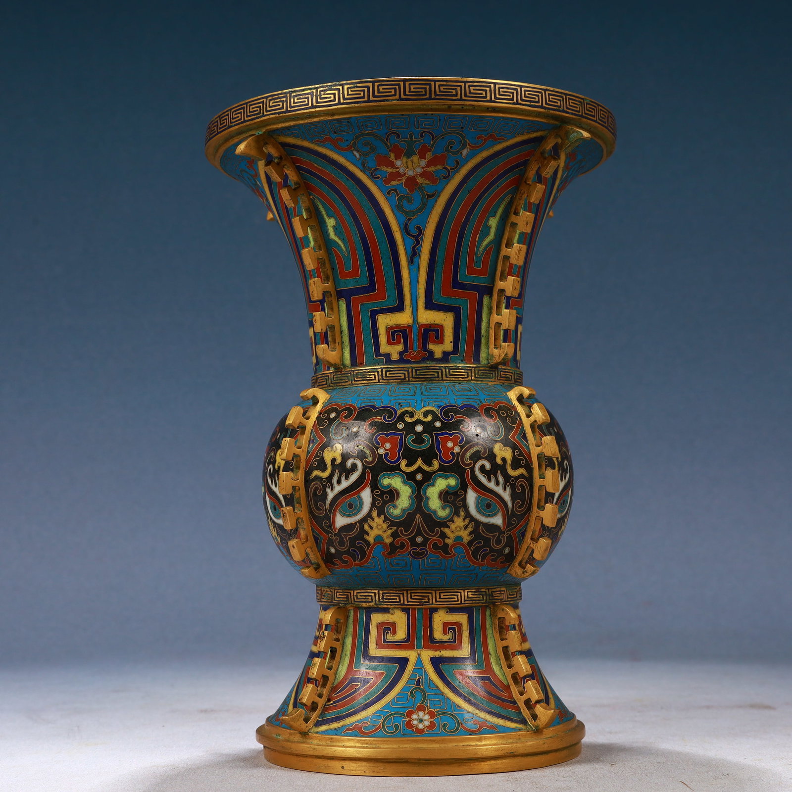 A Pair of Exquisite Cloisonne Beast-Face Pattern Vases - 12