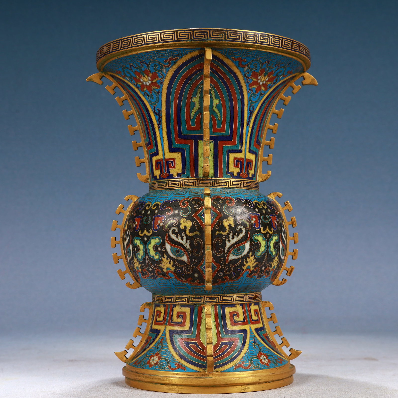 A Pair of Exquisite Cloisonne Beast-Face Pattern Vases - 5