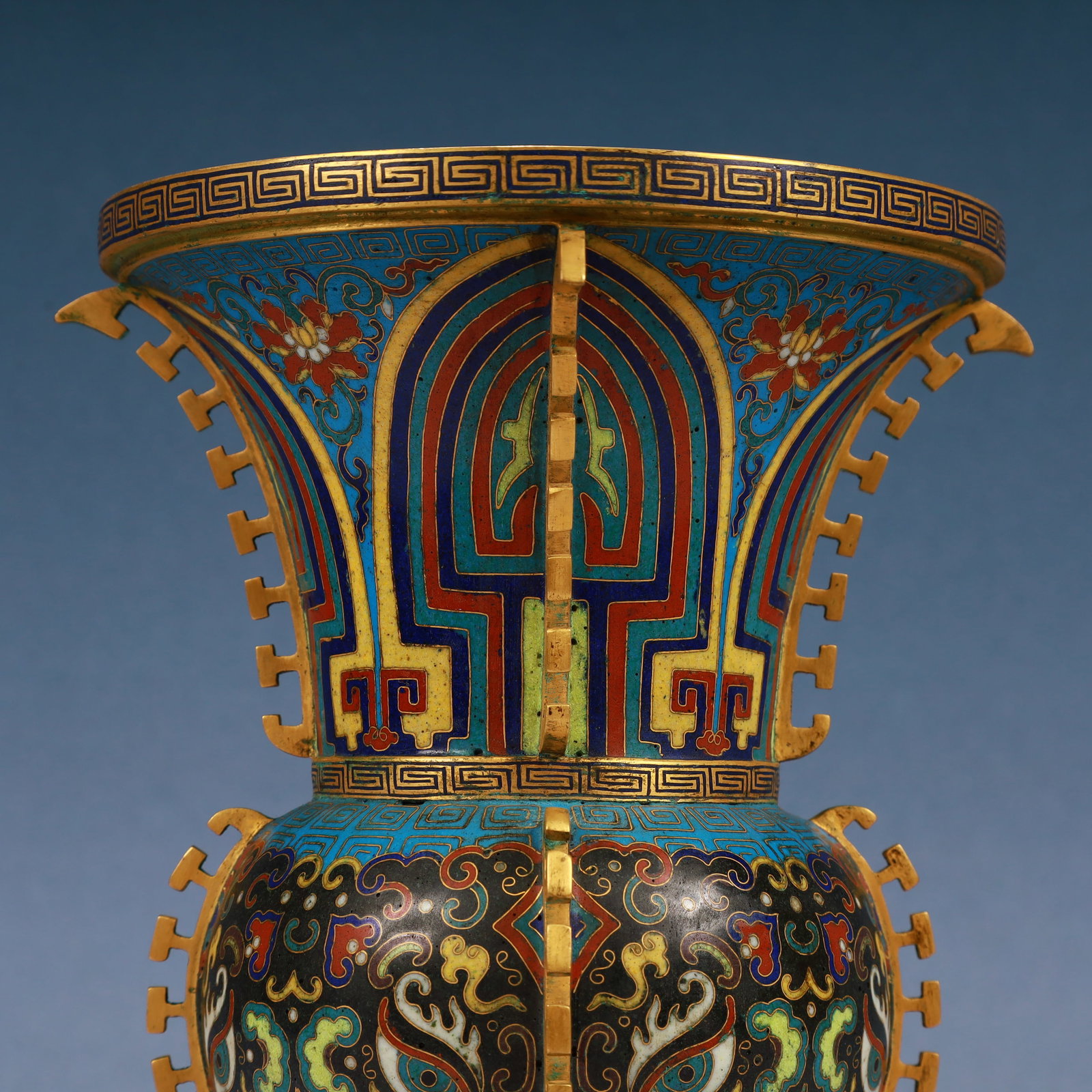 A Pair of Exquisite Cloisonne Beast-Face Pattern Vases - 6