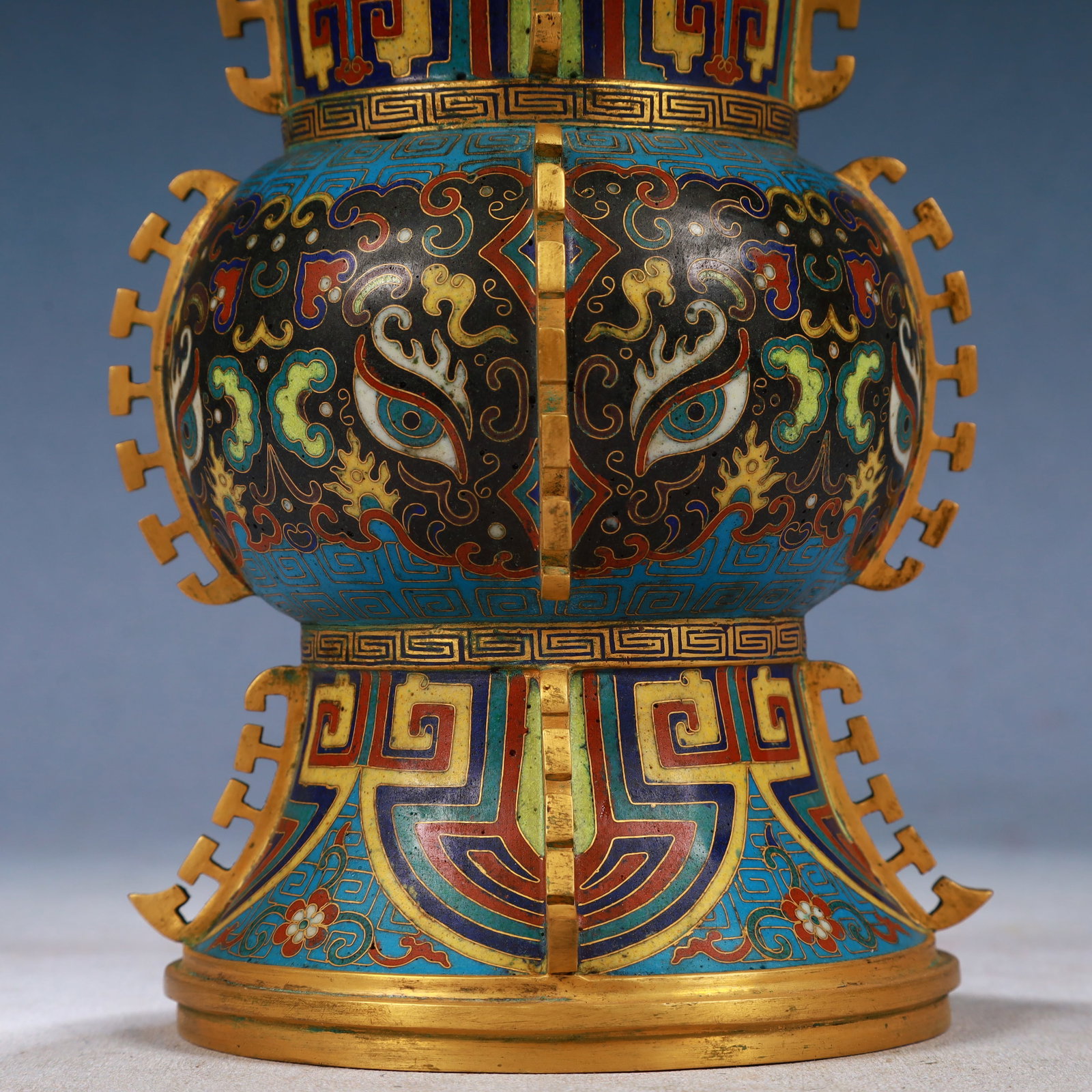 A Pair of Exquisite Cloisonne Beast-Face Pattern Vases - 7