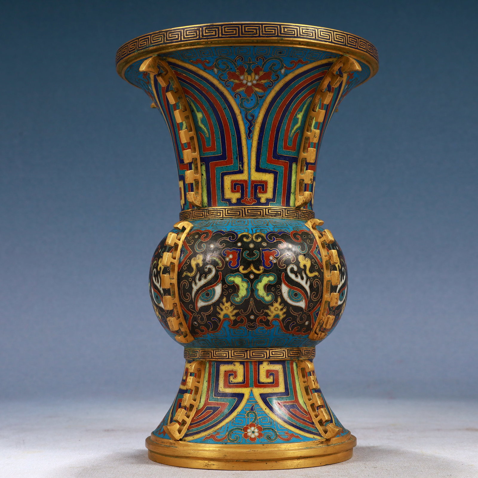 A Pair of Exquisite Cloisonne Beast-Face Pattern Vases - 8