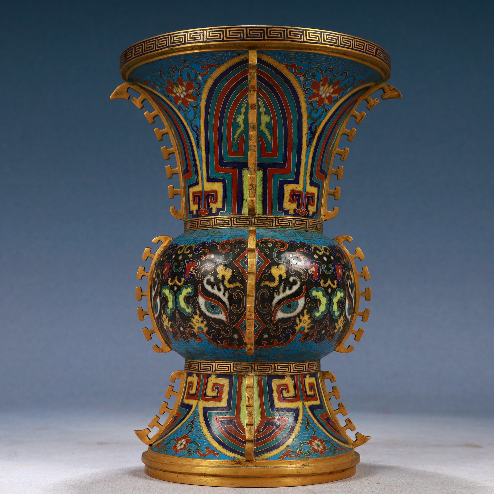 A Pair of Exquisite Cloisonne Beast-Face Pattern Vases - 9