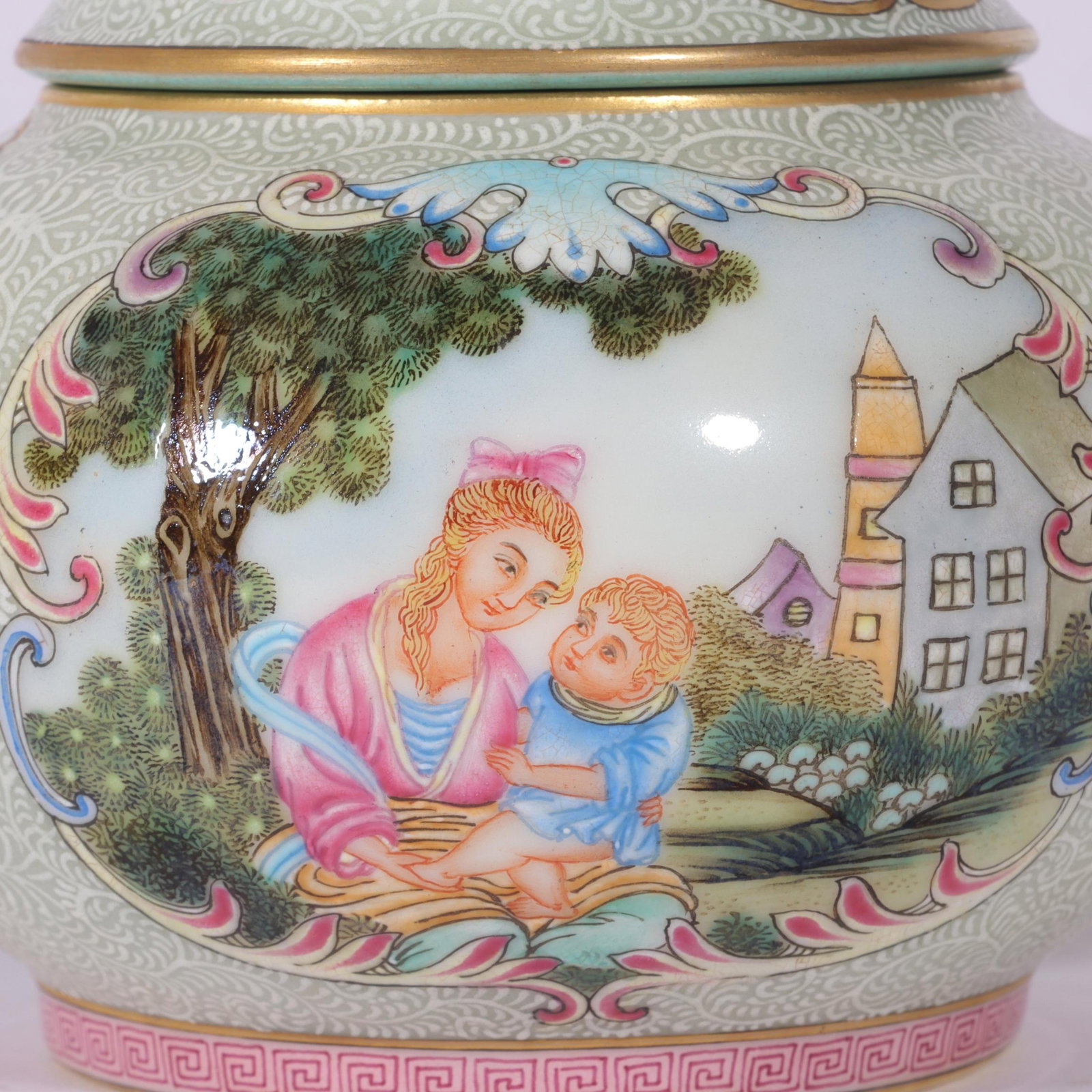 An Exquisite Enamel White Ground Painted Gold Flower and Figure Pattern Teapot - 3
