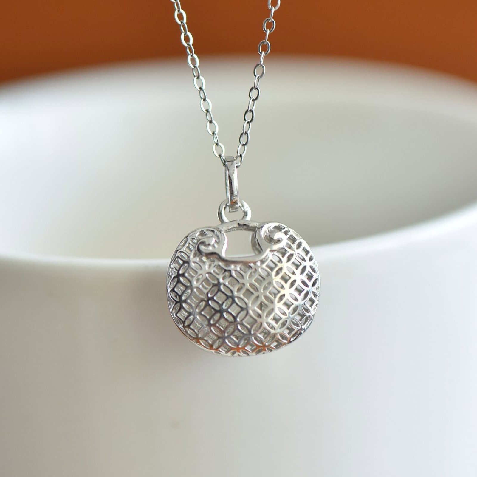 An Exquisite Sterling Silver Inlaid White Jade Pendant - 5
