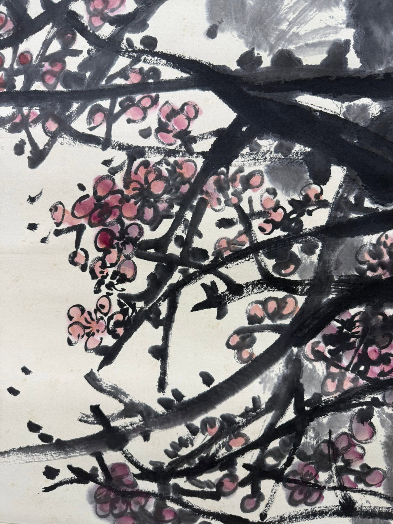 A Chinese Vertical Scroll Ink Painting of Plum Blossom on Paper,Wu Changshuo - 6