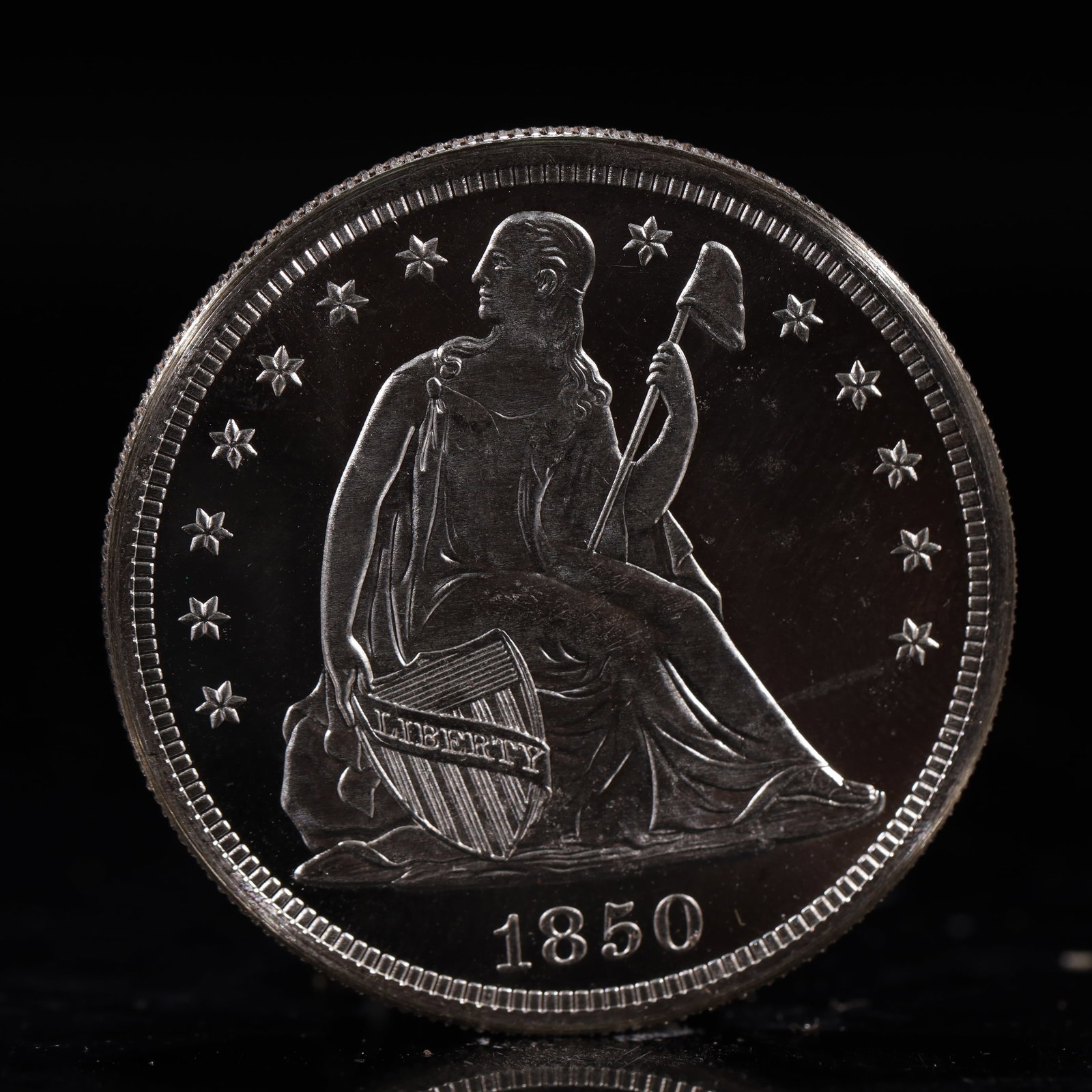 USA One Dollar 1850 Coin: Estimated Value:2000-4000 American coin. IN GOD WE TRUST / LIBERTY / 1850 / UNITED STATES OF AMERICA / ONE DOL. Mint Mark: O.Weight:26.9g.