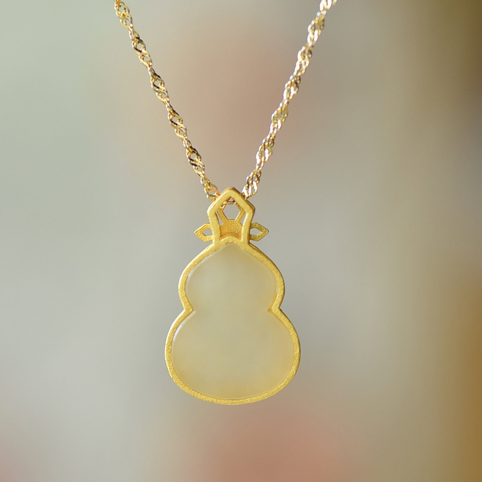 An Exquisite Sterling Silver-Gold Plated Inlaid White Jade Pendant - 2