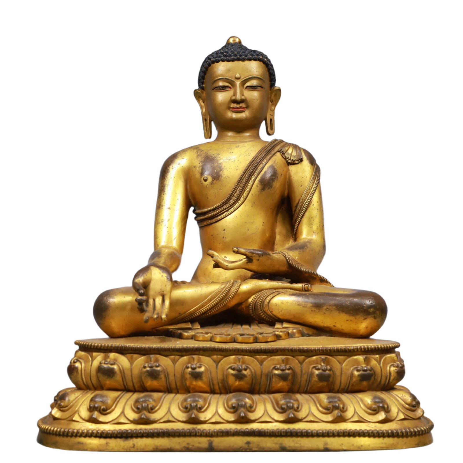 A Solemn Gilt Bronze Statue of Sakyamuni - 2