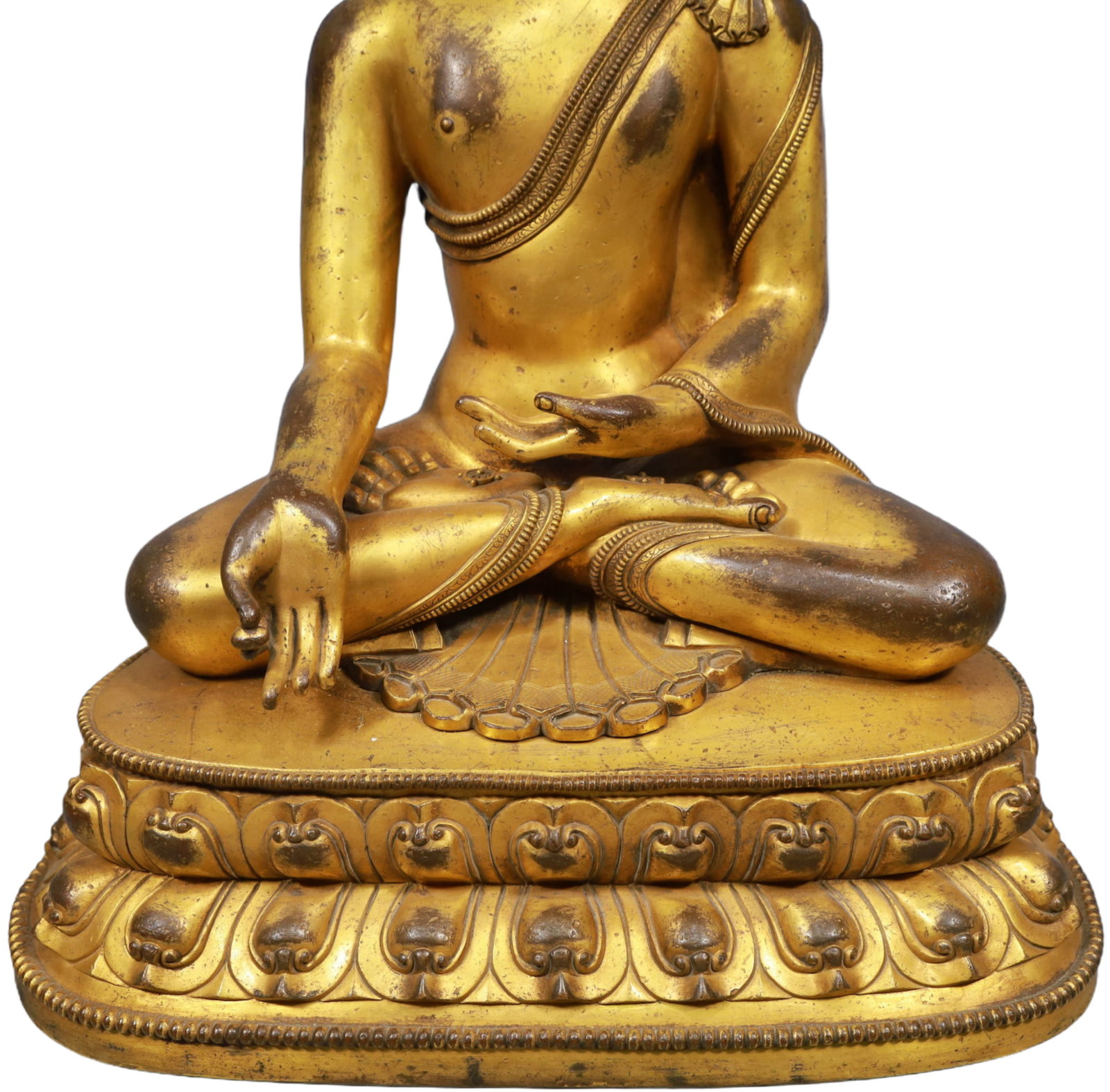 A Solemn Gilt Bronze Statue of Sakyamuni - 4