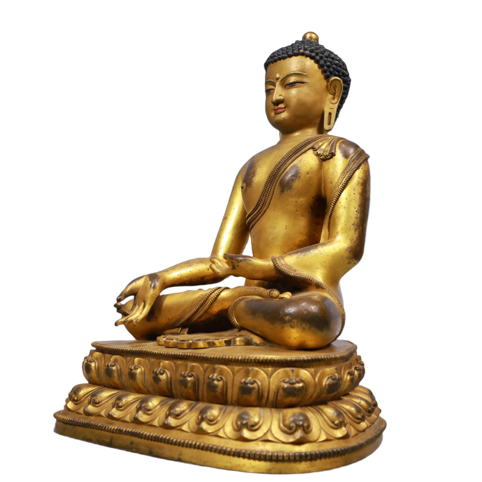 A Solemn Gilt Bronze Statue of Sakyamuni - 5