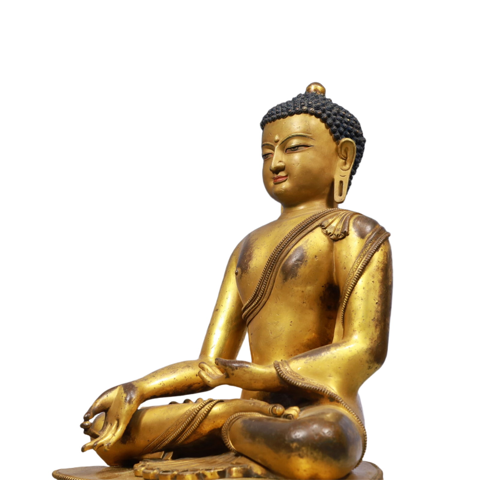 A Solemn Gilt Bronze Statue of Sakyamuni - 6