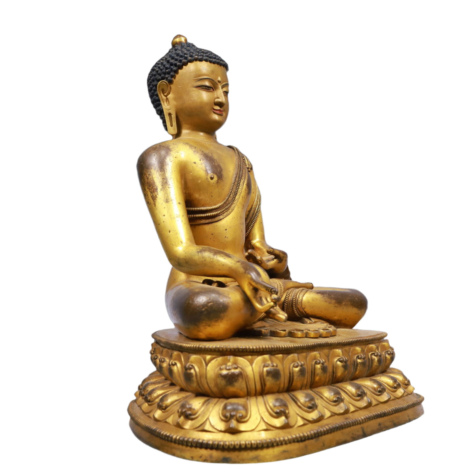 A Solemn Gilt Bronze Statue of Sakyamuni - 7
