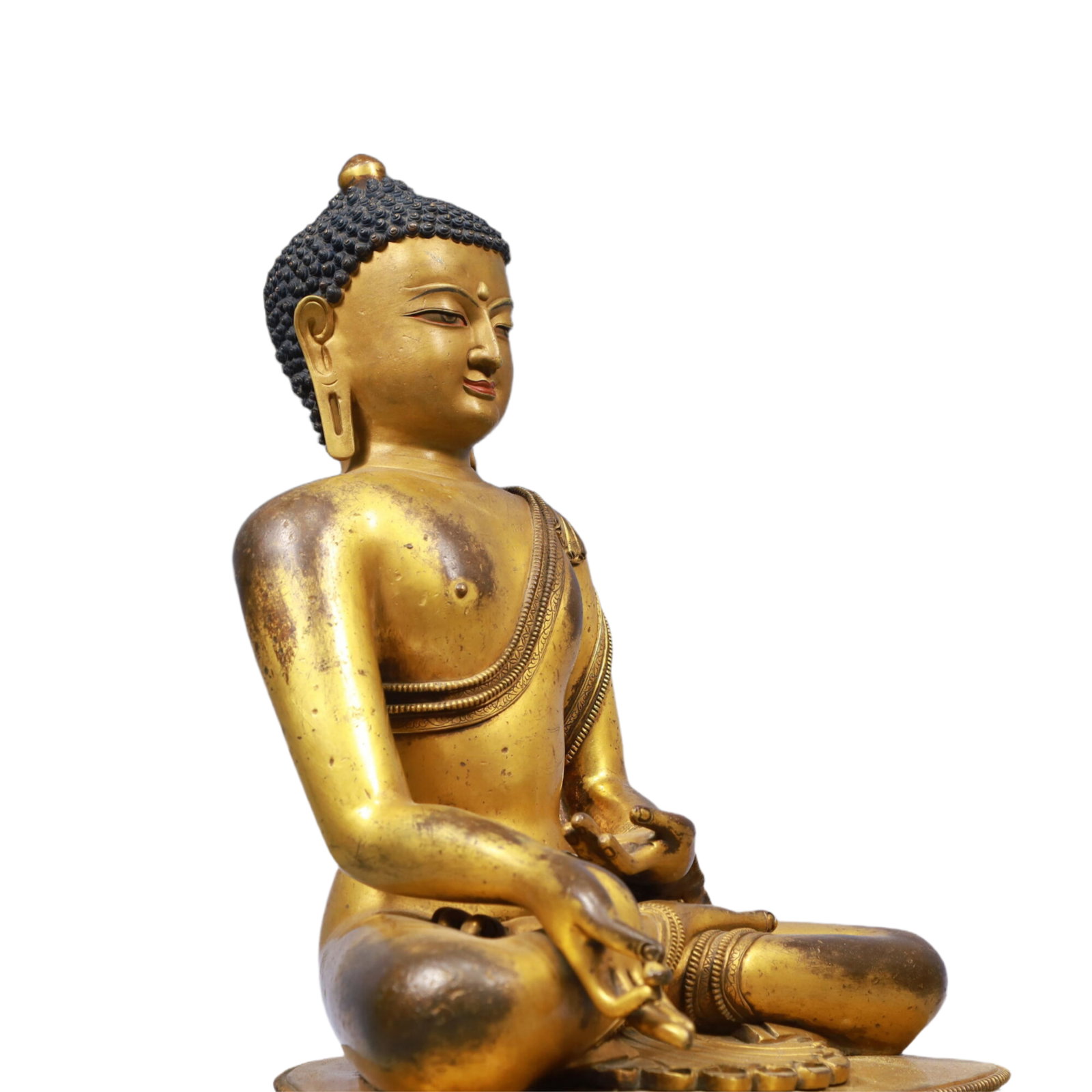 A Solemn Gilt Bronze Statue of Sakyamuni - 8