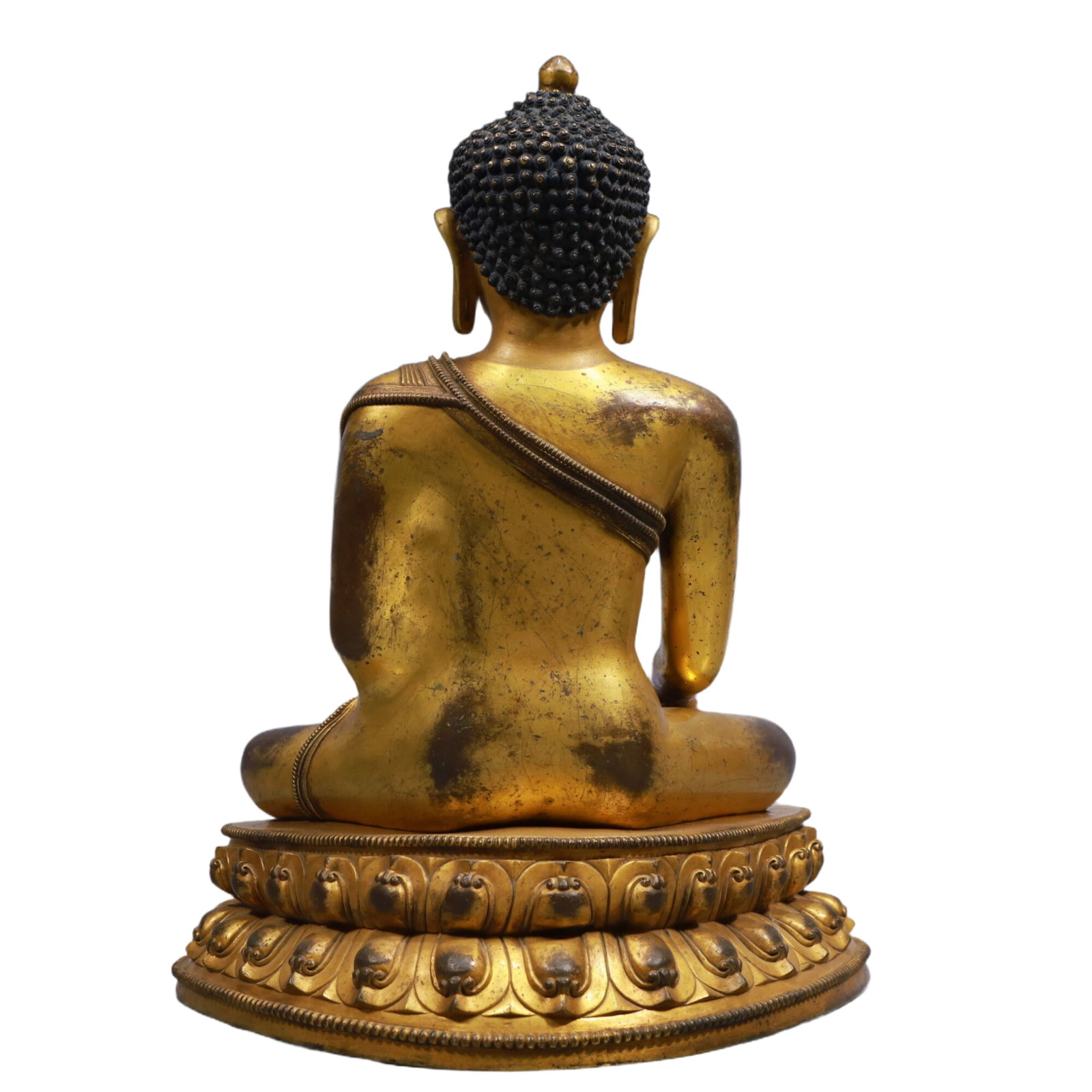 A Solemn Gilt Bronze Statue of Sakyamuni - 9