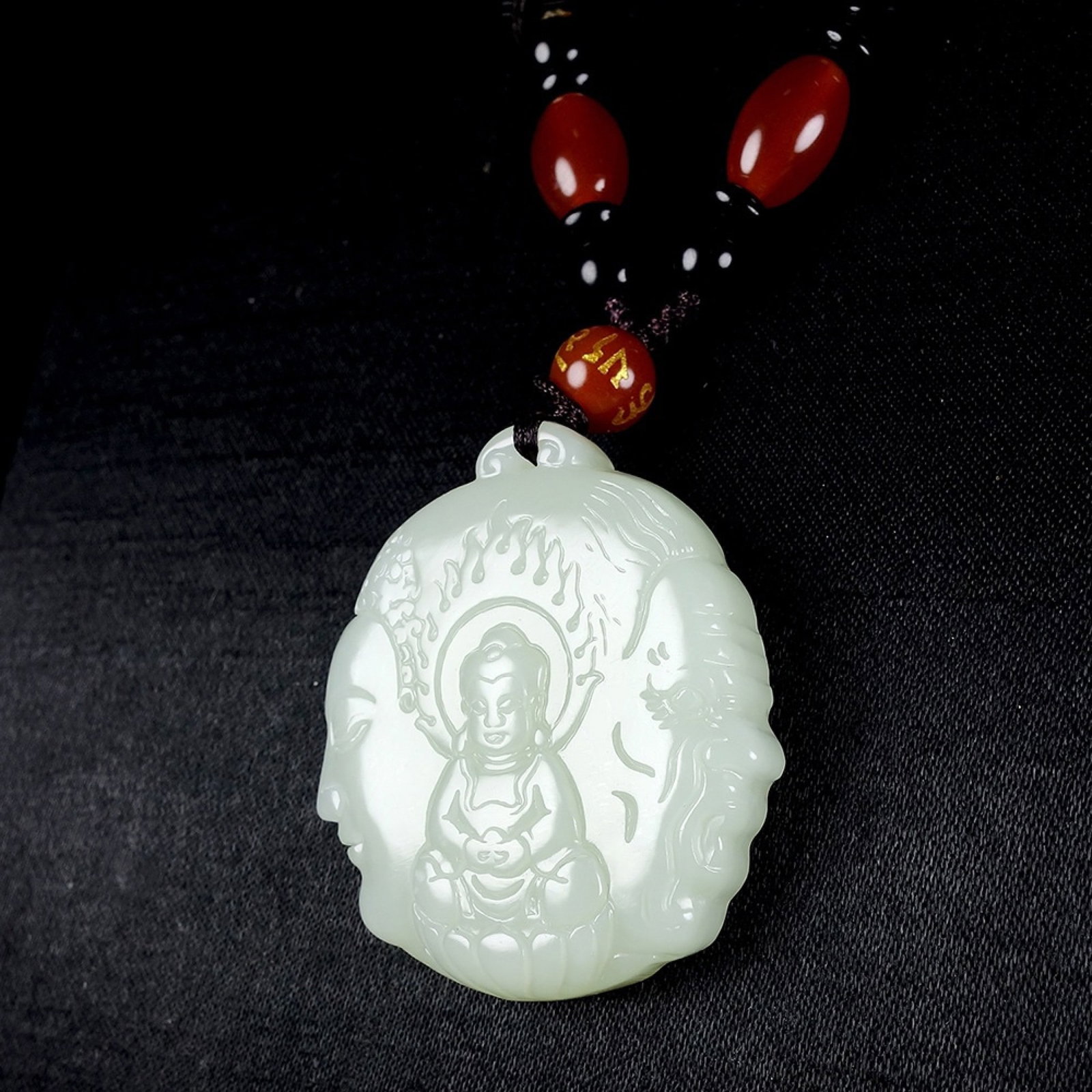 An Exquisite White Jade Buddha Statue Pendant - 5