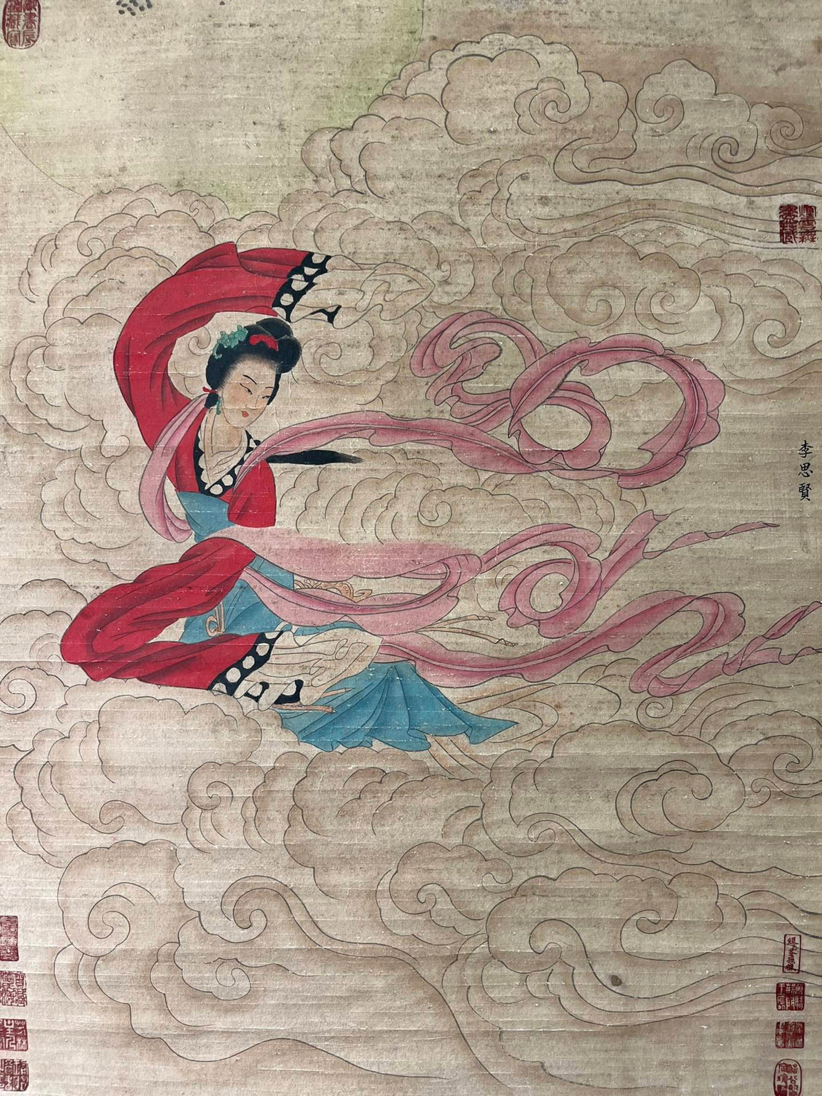 A Chinese Vertical Scroll Ink Painting of Woman on Paper,Li Sixian - 4