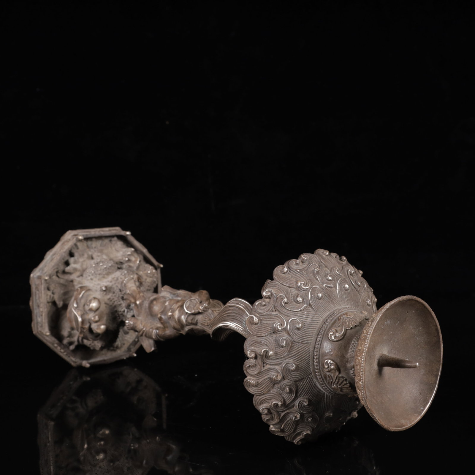 A Pair of Exquisite Silver-Plated Bronze Figure Pattern Auspicious Beast Candlesticks - 12