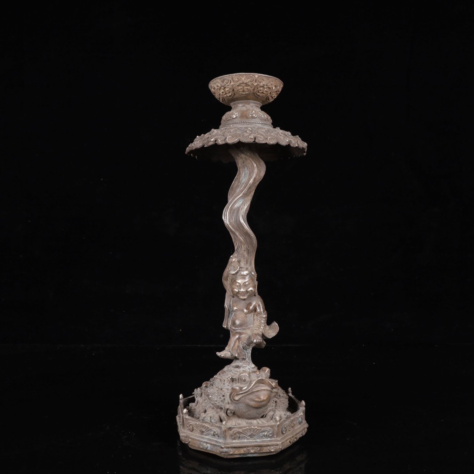 A Pair of Exquisite Silver-Plated Bronze Figure Pattern Auspicious Beast Candlesticks - 7