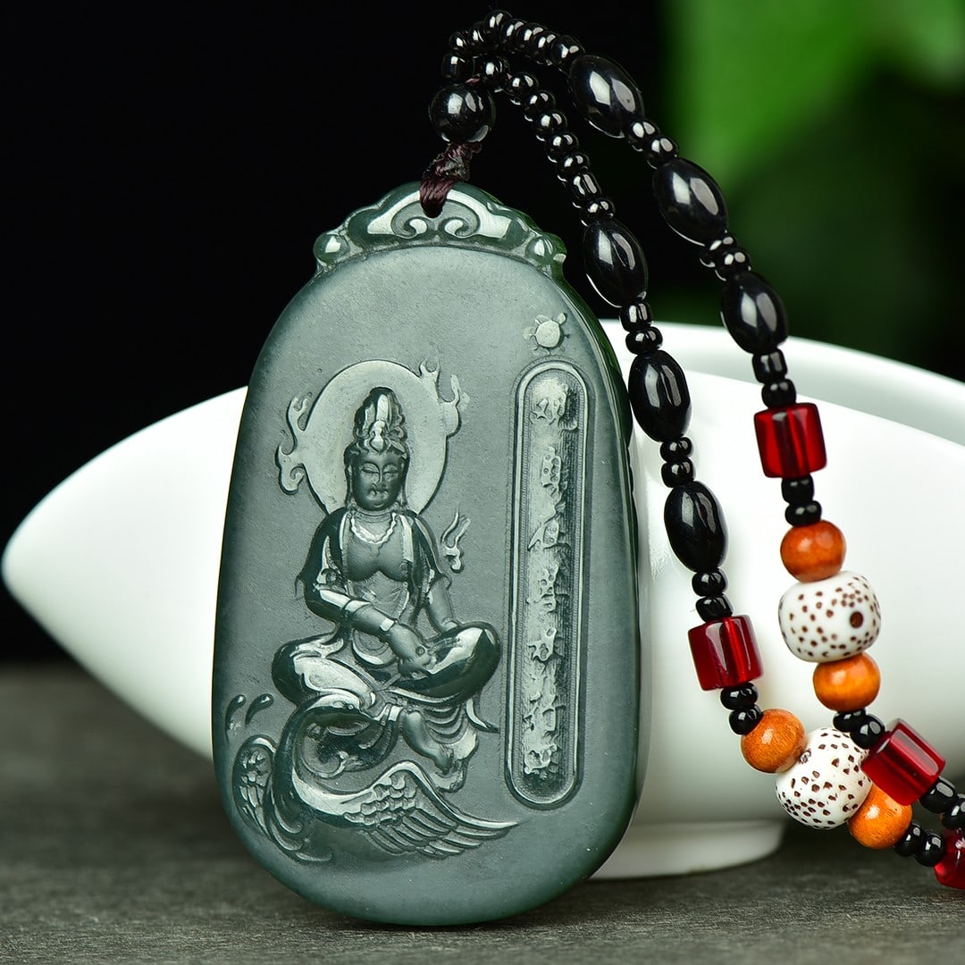 An Exquisite Sapphire Avalokitesvara Pattern Pendant - 2