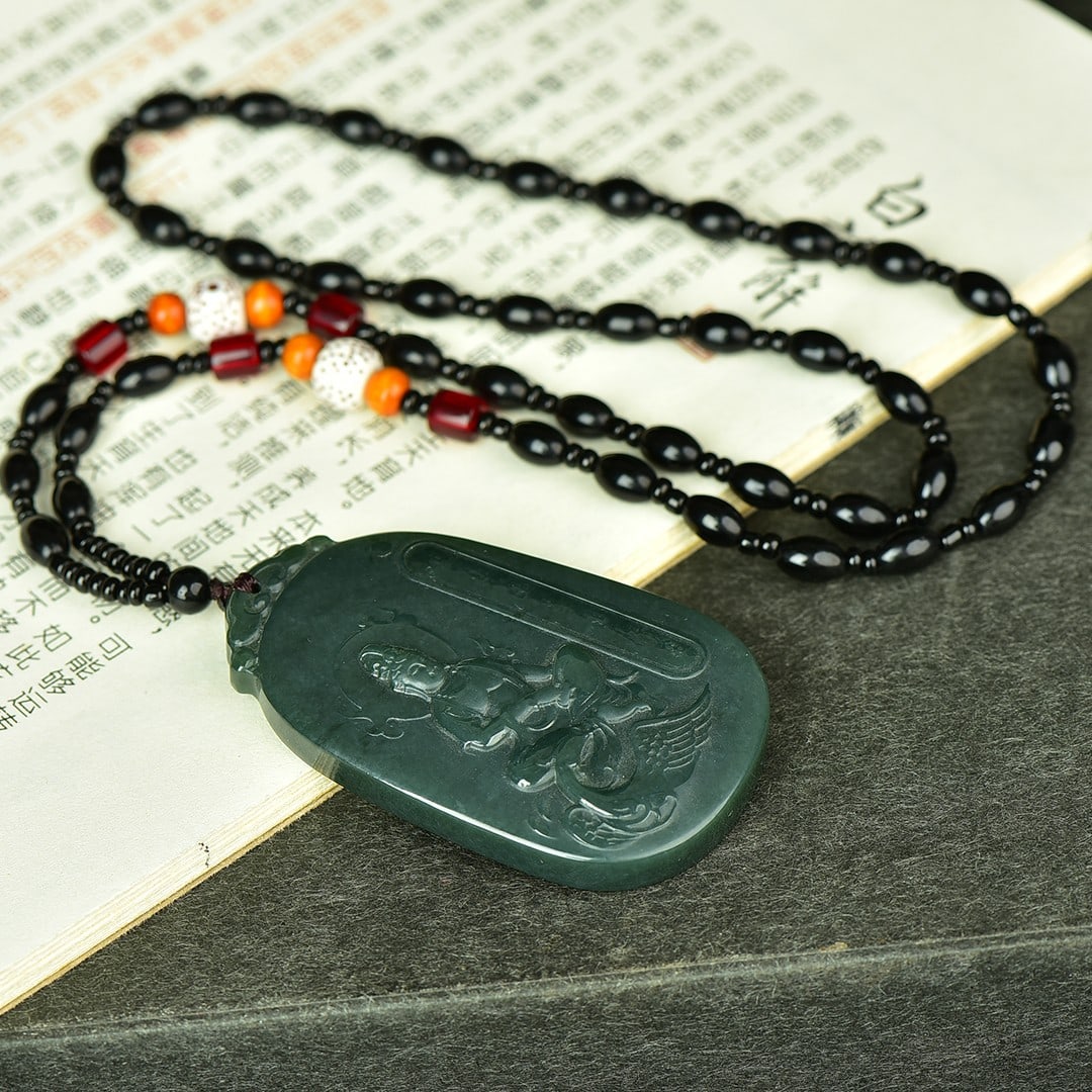 An Exquisite Sapphire Avalokitesvara Pattern Pendant - 5