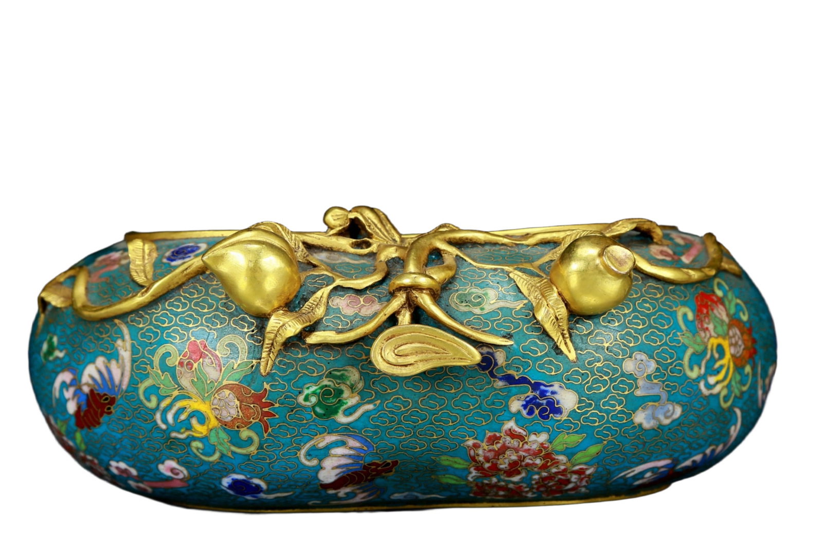 A delicate cloisonn¨¦ 'Clouds and Bats' peach shaped brush washer - 3
