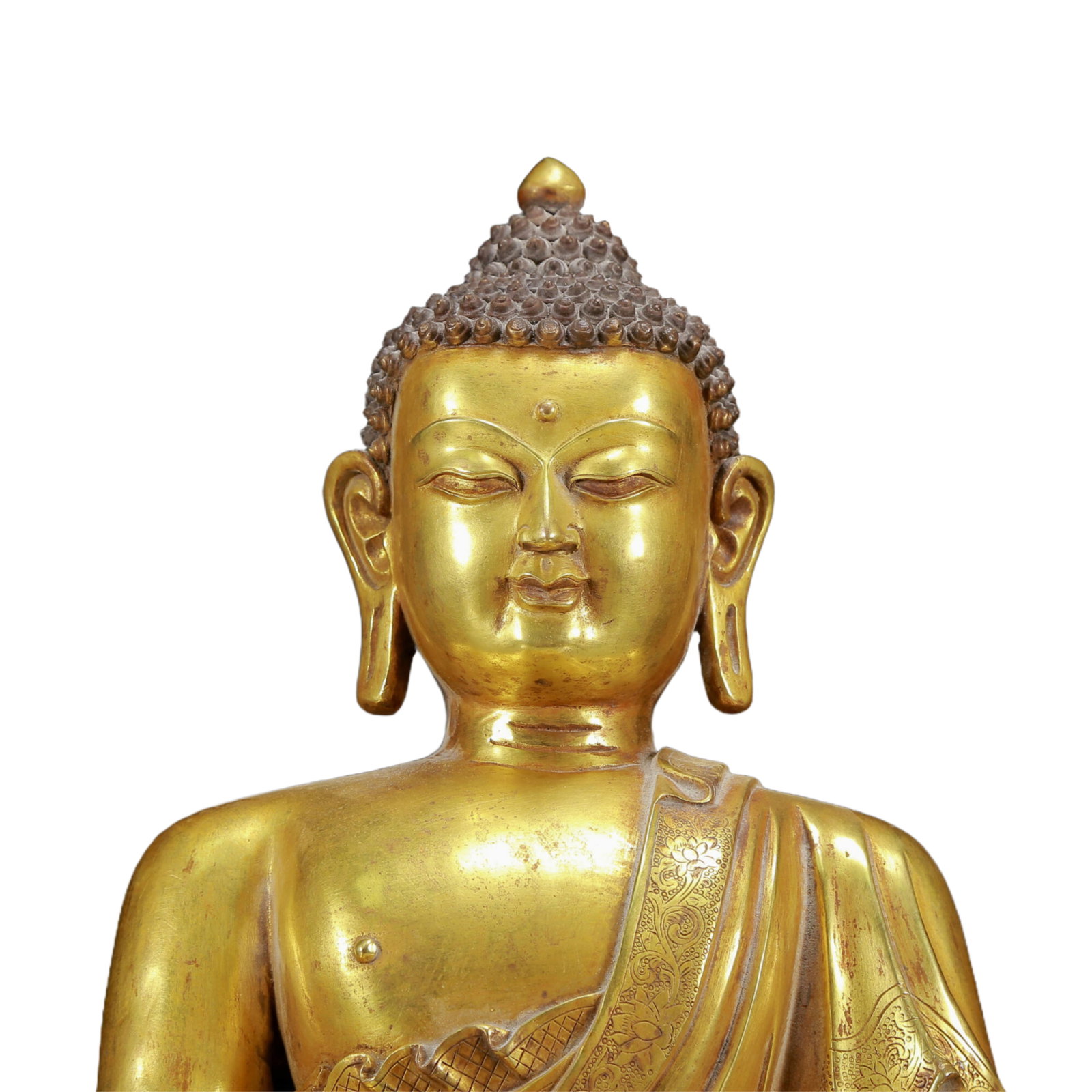 A Solemn Gilt Bronze Statue of Sakyamuni - 2