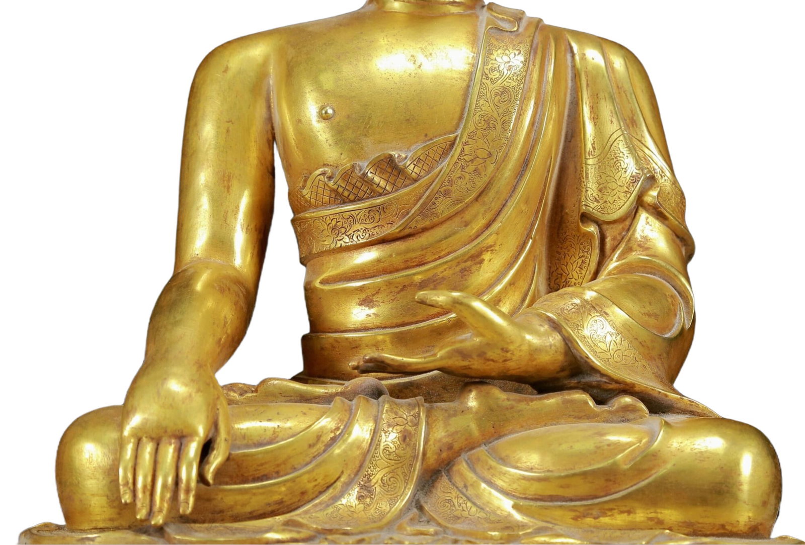 A Solemn Gilt Bronze Statue of Sakyamuni - 3
