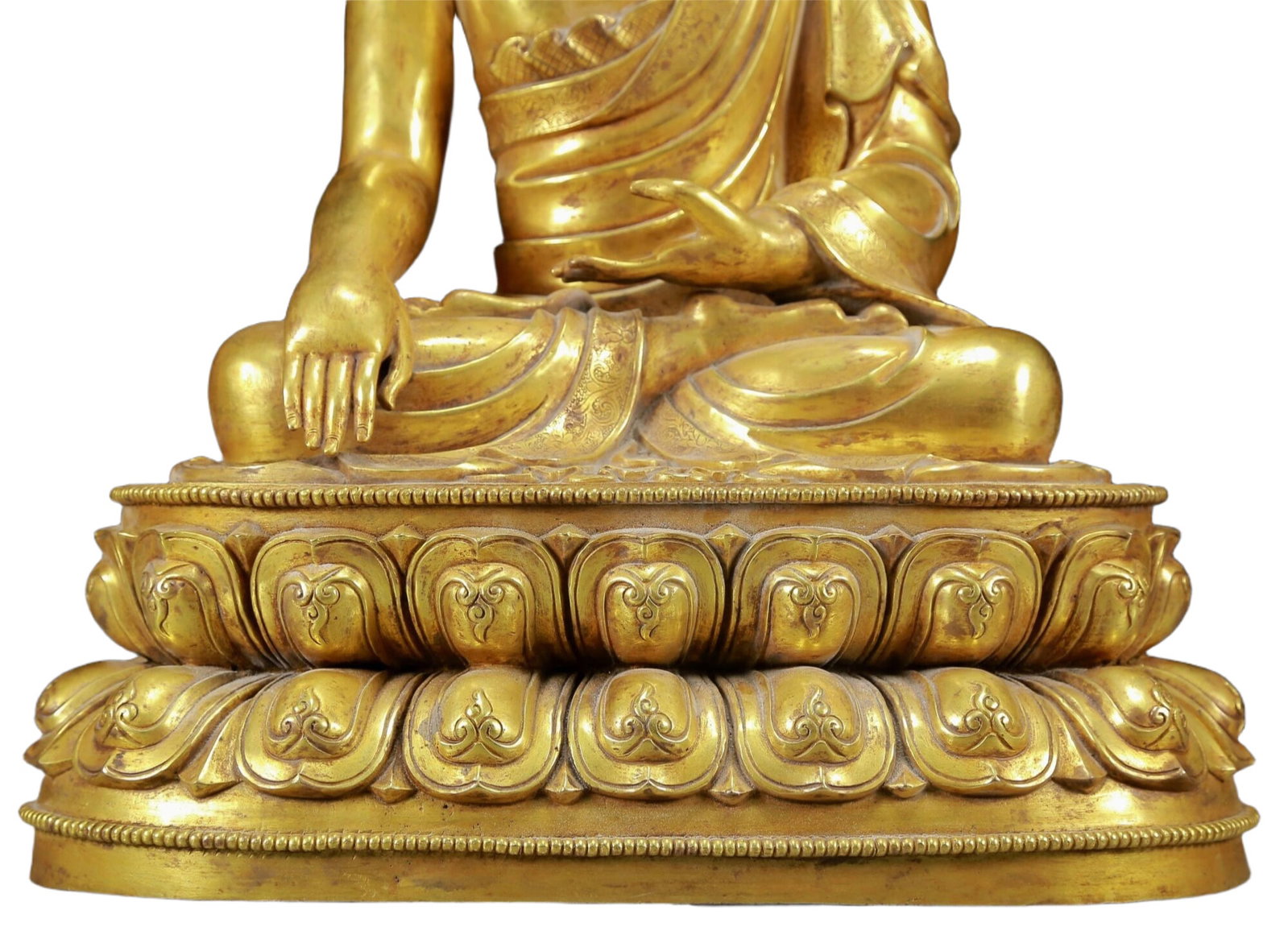 A Solemn Gilt Bronze Statue of Sakyamuni - 4