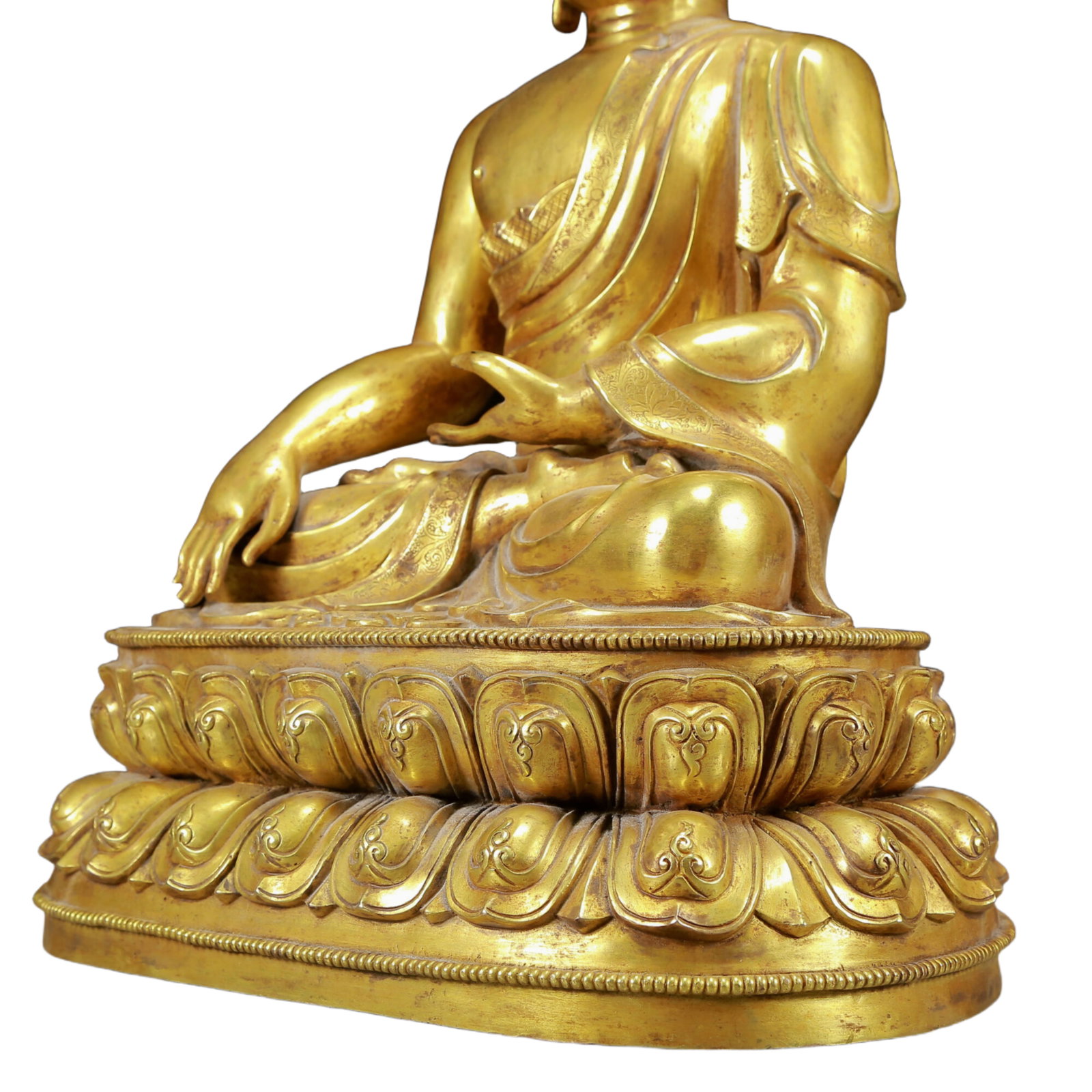 A Solemn Gilt Bronze Statue of Sakyamuni - 7