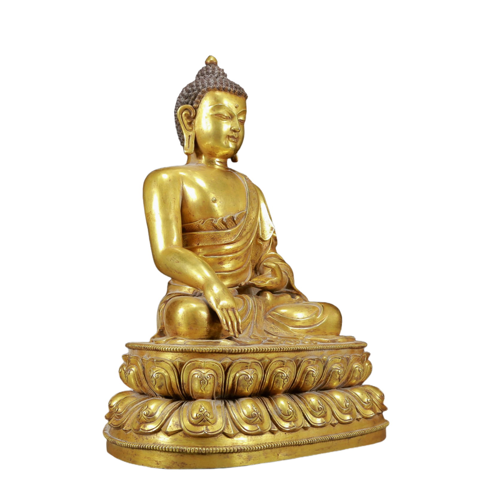 A Solemn Gilt Bronze Statue of Sakyamuni - 8