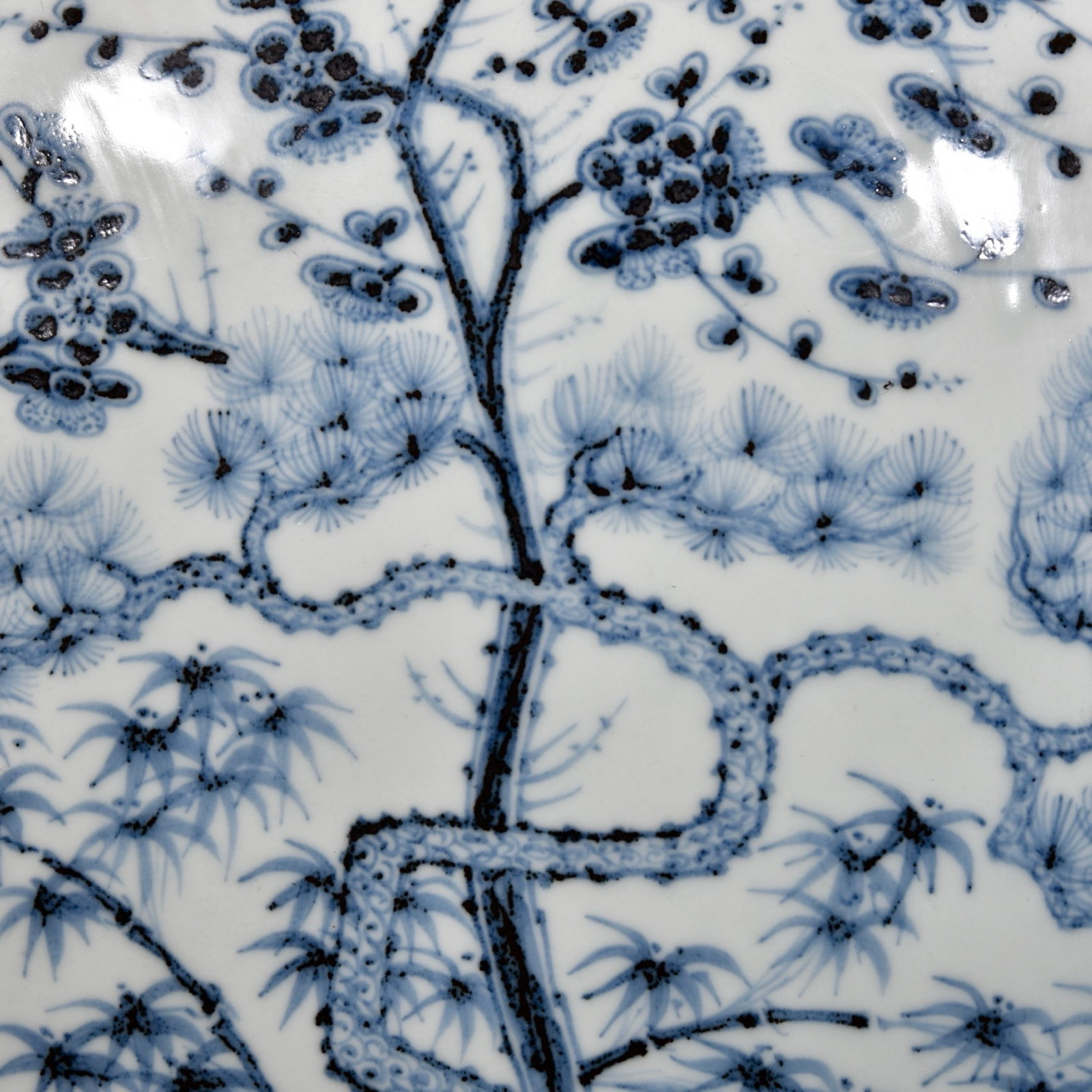 An Exquisite Blue and White Pine, Bamboo and Plum Blossom Pattern Four Ears Vase - 2