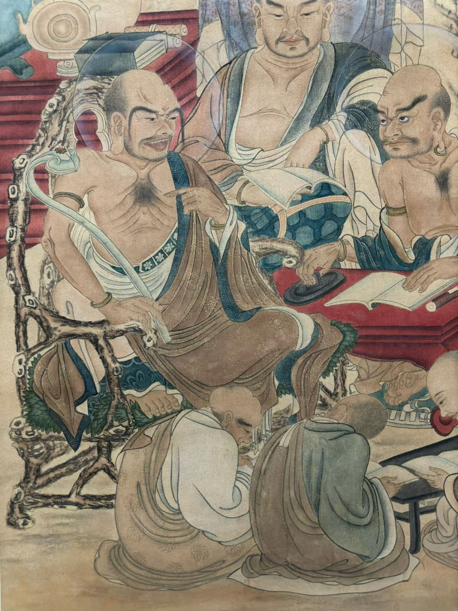 A Chinese Vertical Scroll Ink Painting of Statue of Arhat on Silk,Ding Yunpeng - 7