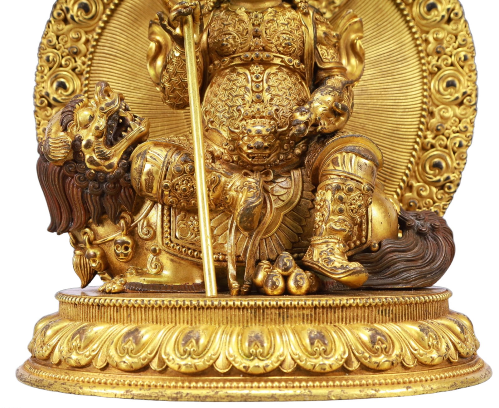 A Solemn Gilt Bronze Statue of Mammon Rides the Lion,With Inscription - 3