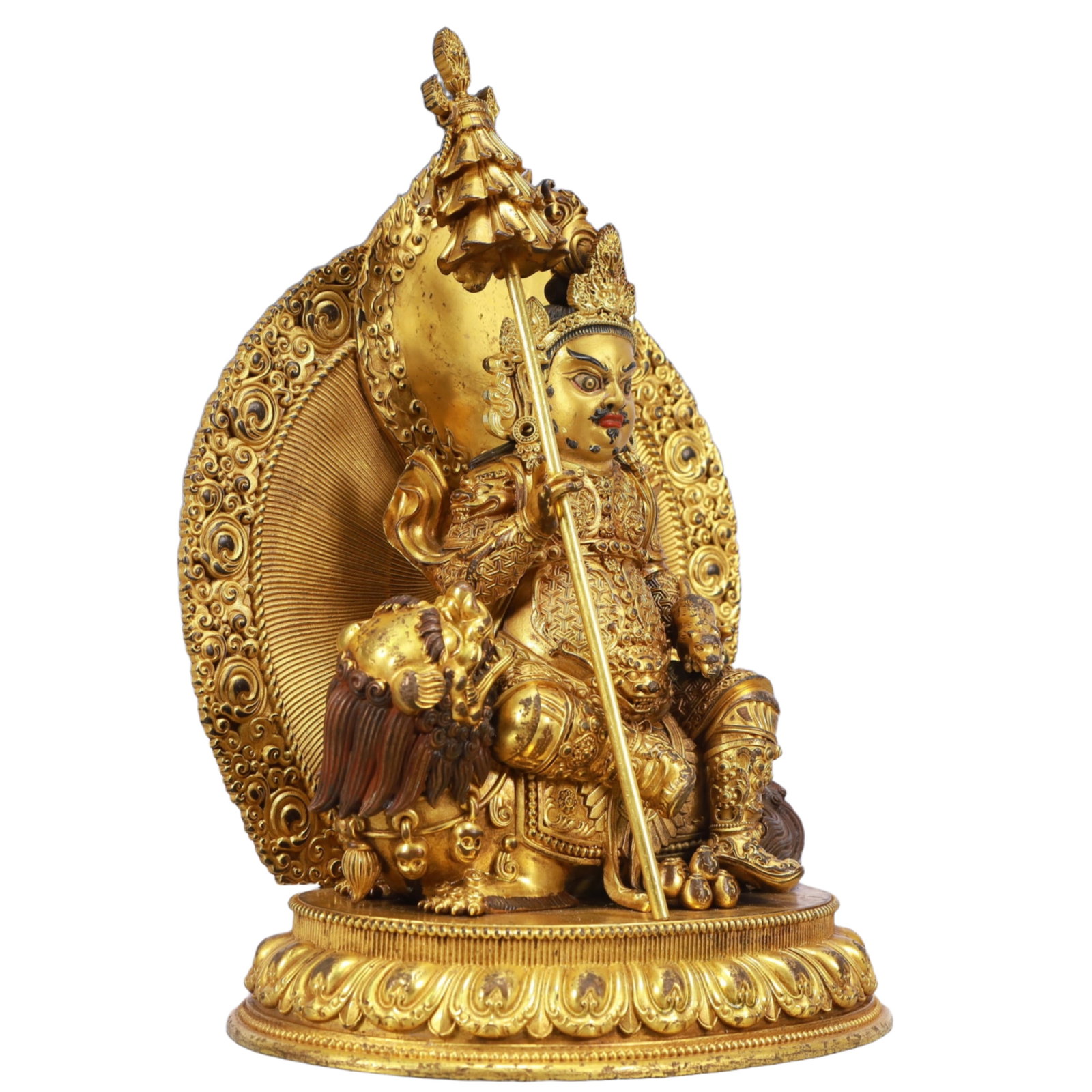 A Solemn Gilt Bronze Statue of Mammon Rides the Lion,With Inscription - 6